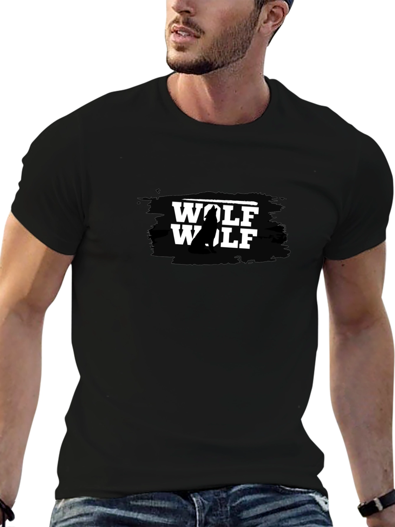 Wolf Graphic T-Shirt - Black Mens
