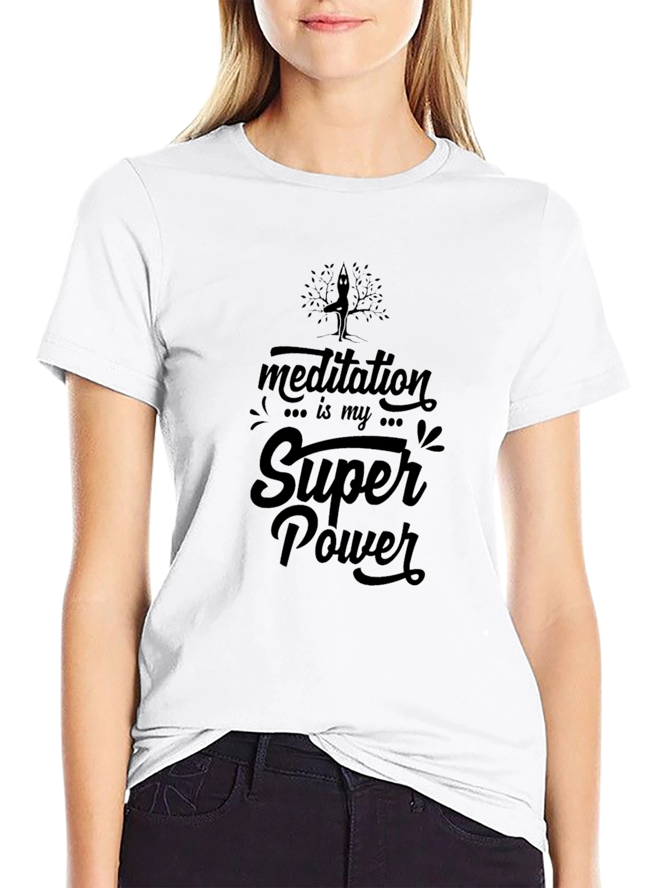 Meditation is My Super Power Black T-Shirt