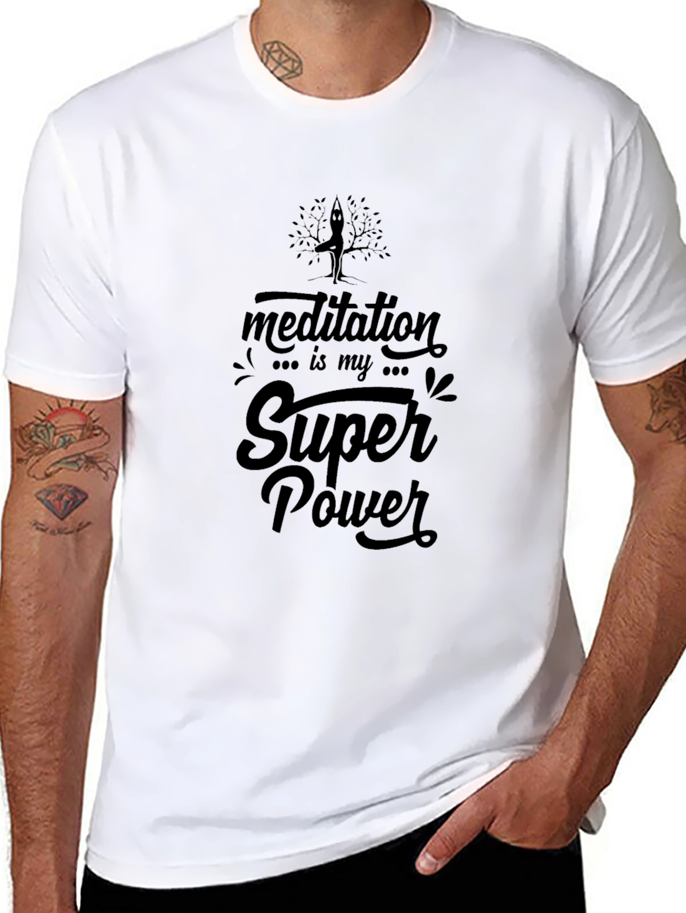 Meditation is My Super Power Black T-Shirt