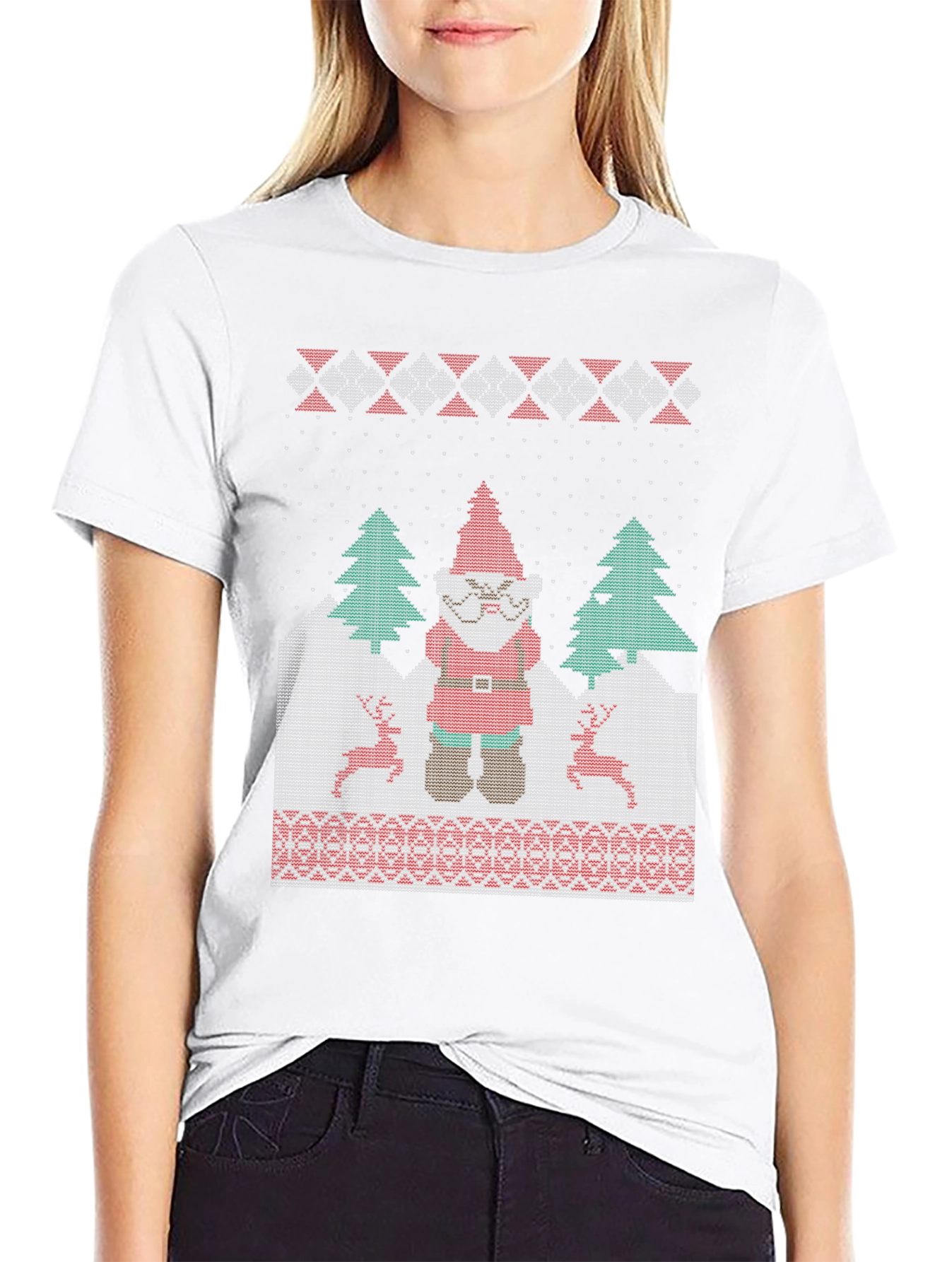 Funny Ugly Christmas Gnome Knitted Style T-Shirt