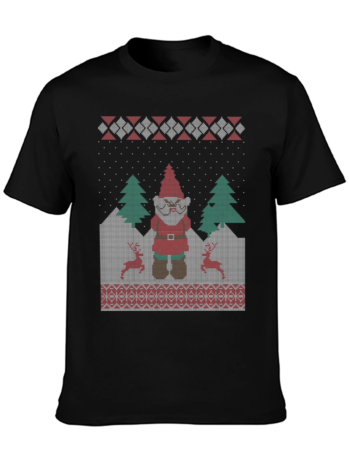 Funny Ugly Christmas Gnome Knitted Style T-Shirt