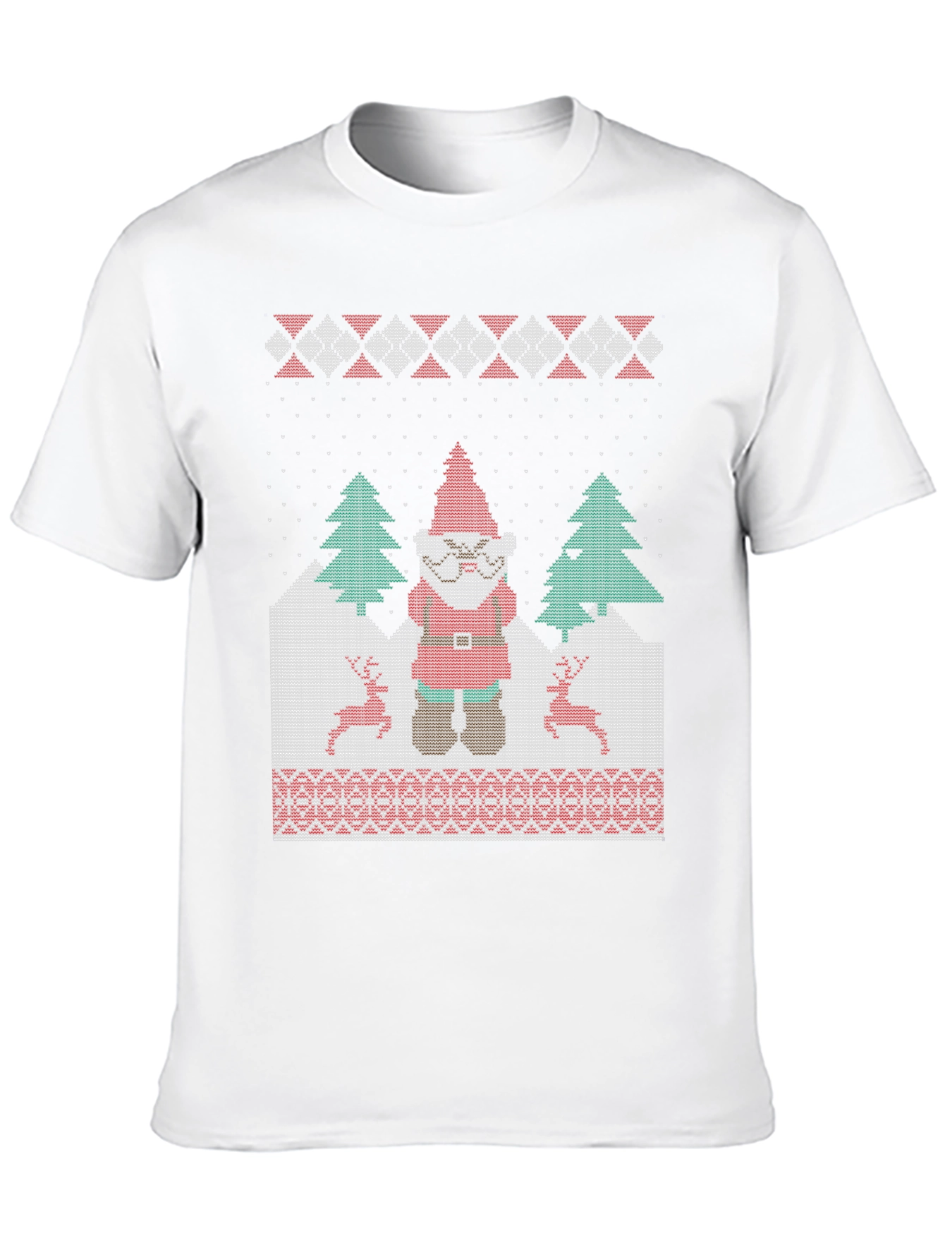 Funny Ugly Christmas Gnome Knitted Style T-Shirt