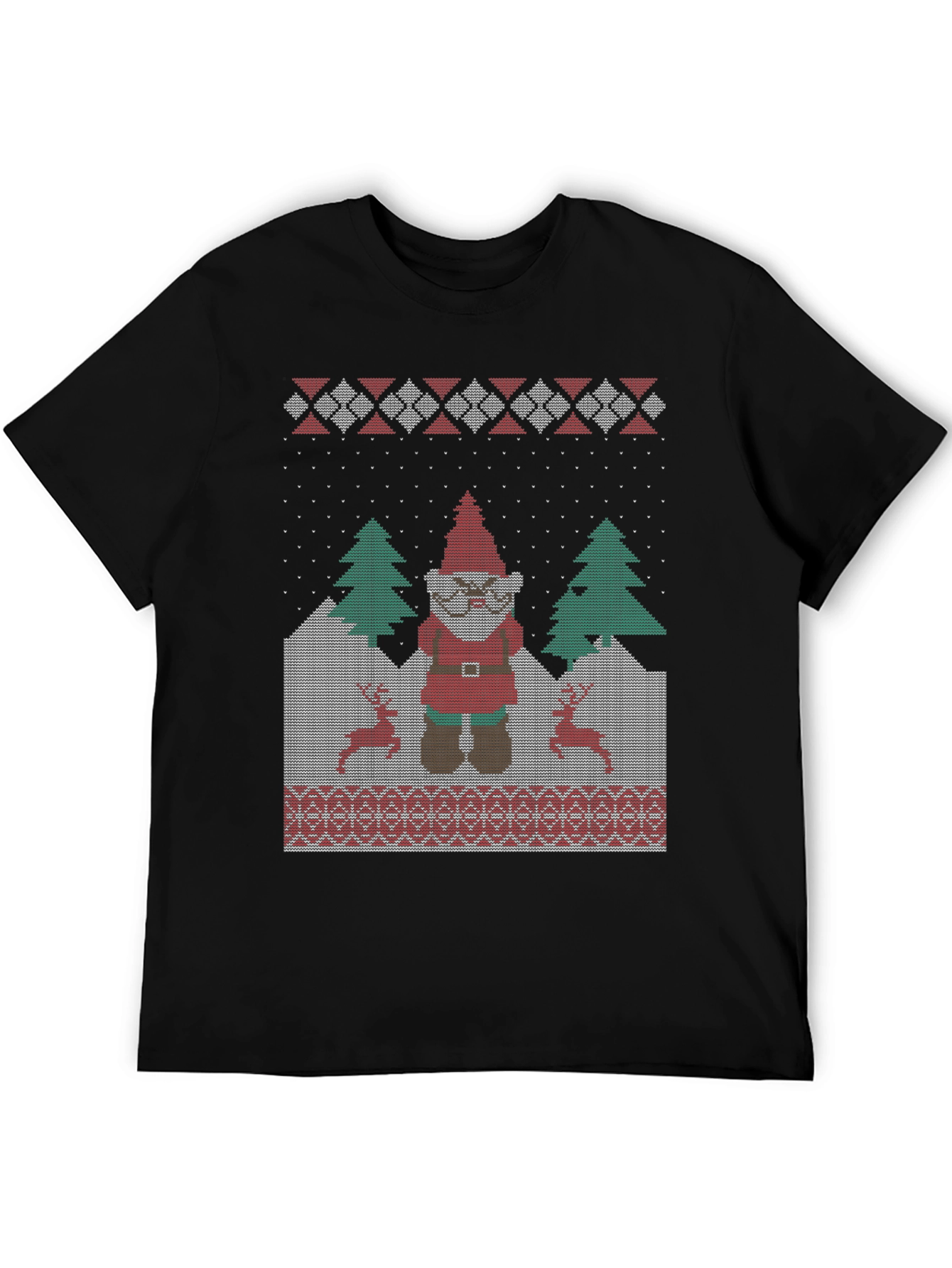 Funny Ugly Christmas Gnome Knitted Style T-Shirt