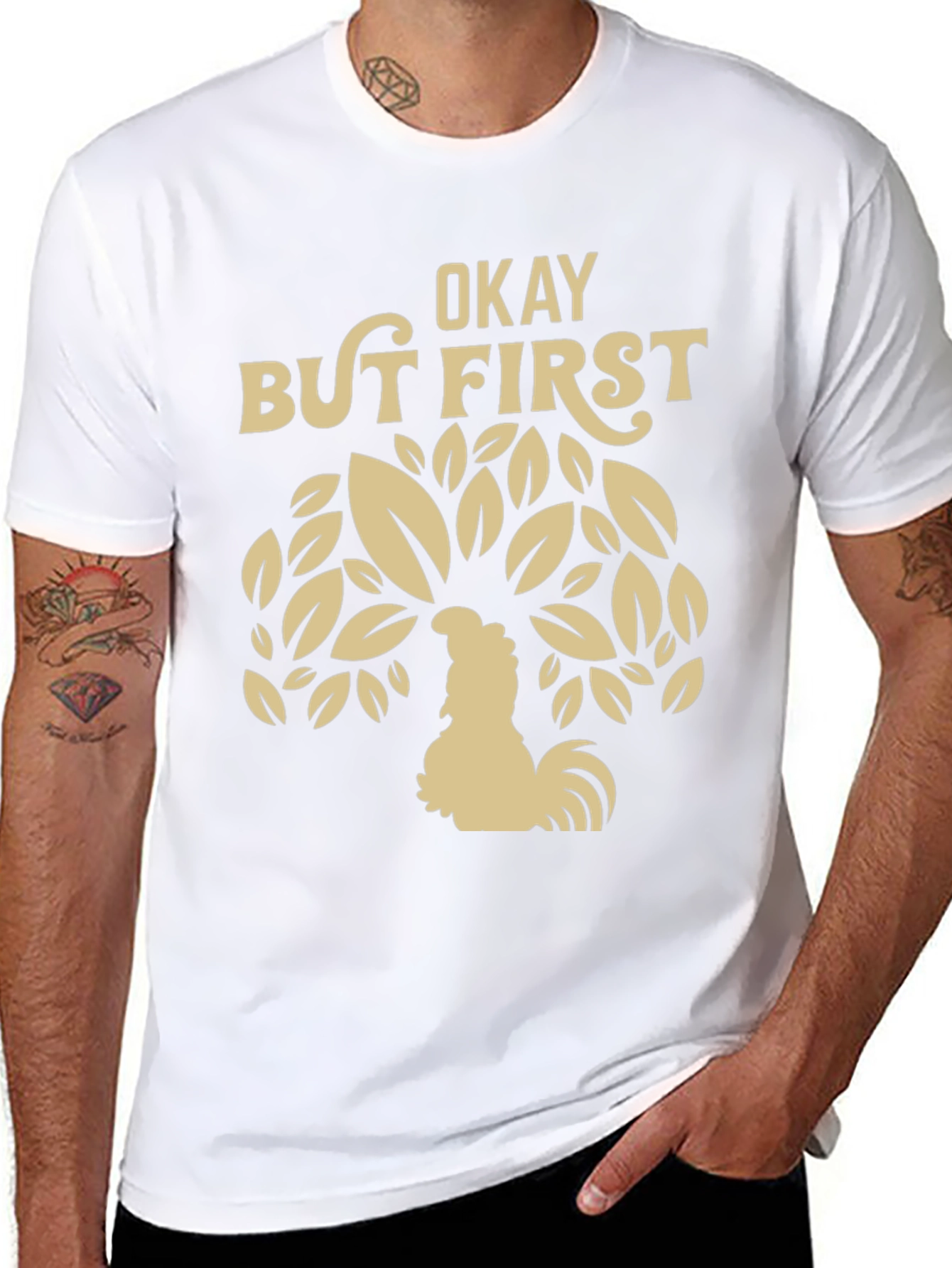 Okay But First Coffee Rooster Graphic Tee