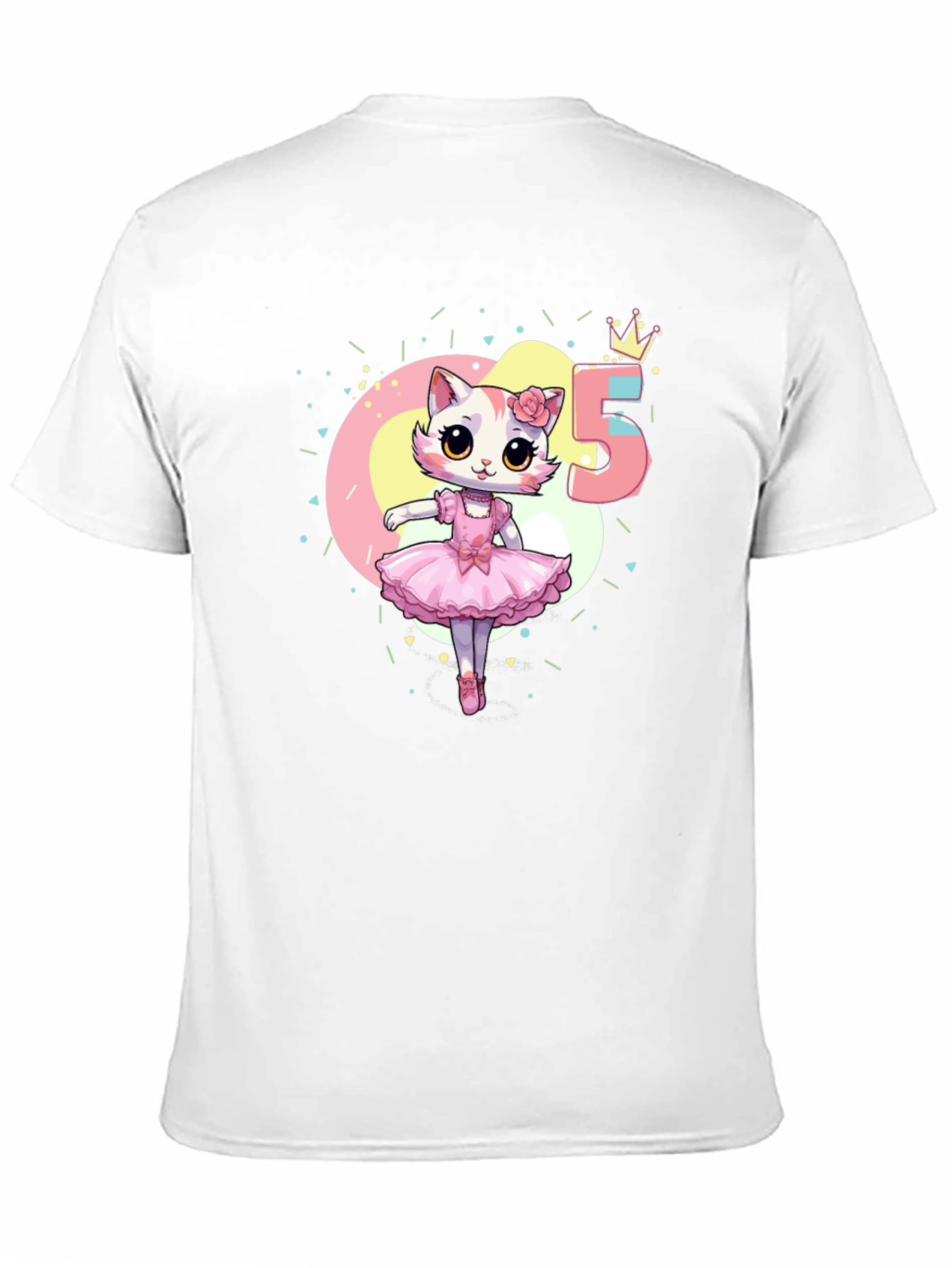 Cute Cat Ballerina 5th Birthday T-Shirt