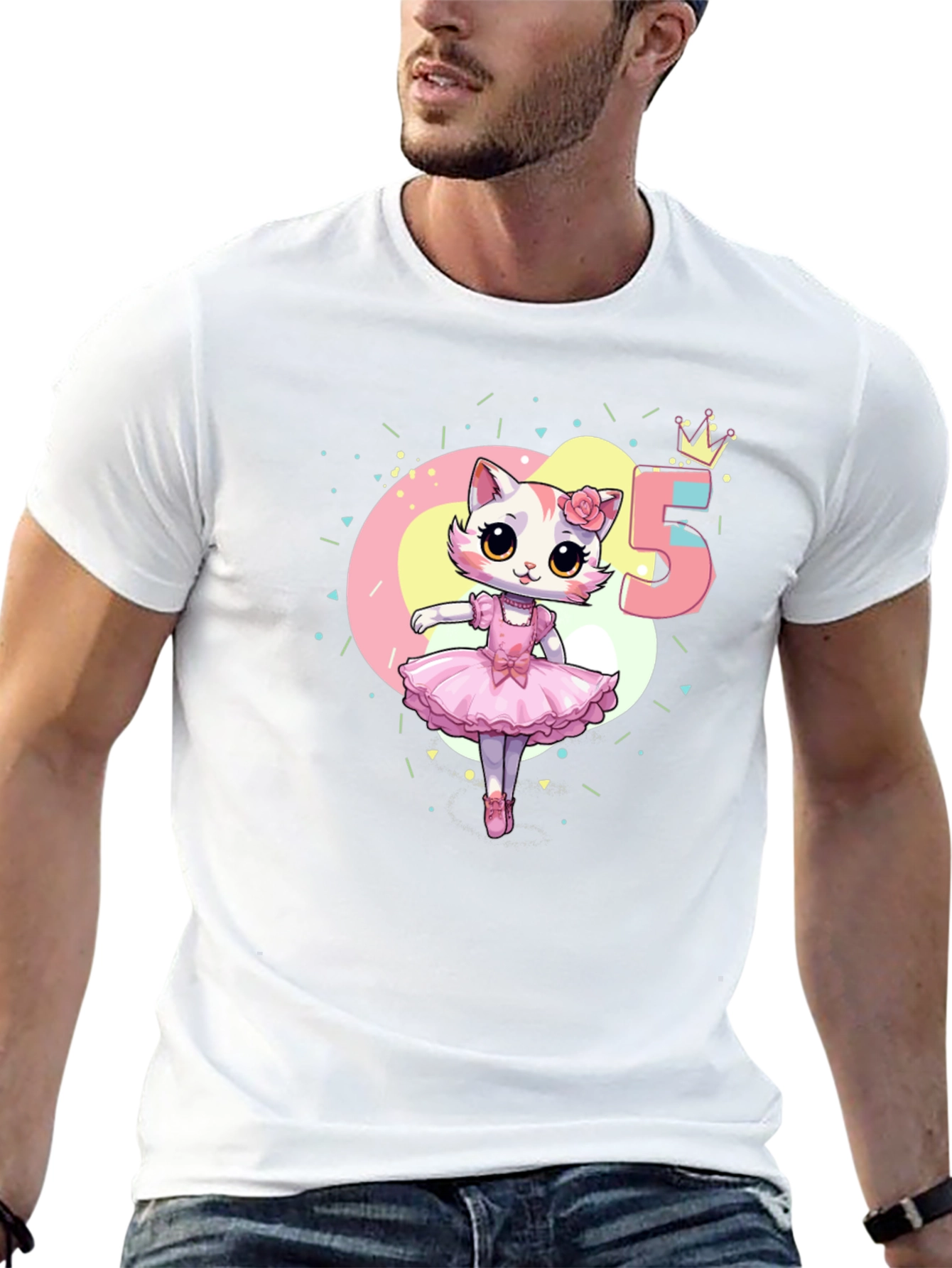 Cute Cat Ballerina 5th Birthday T-Shirt