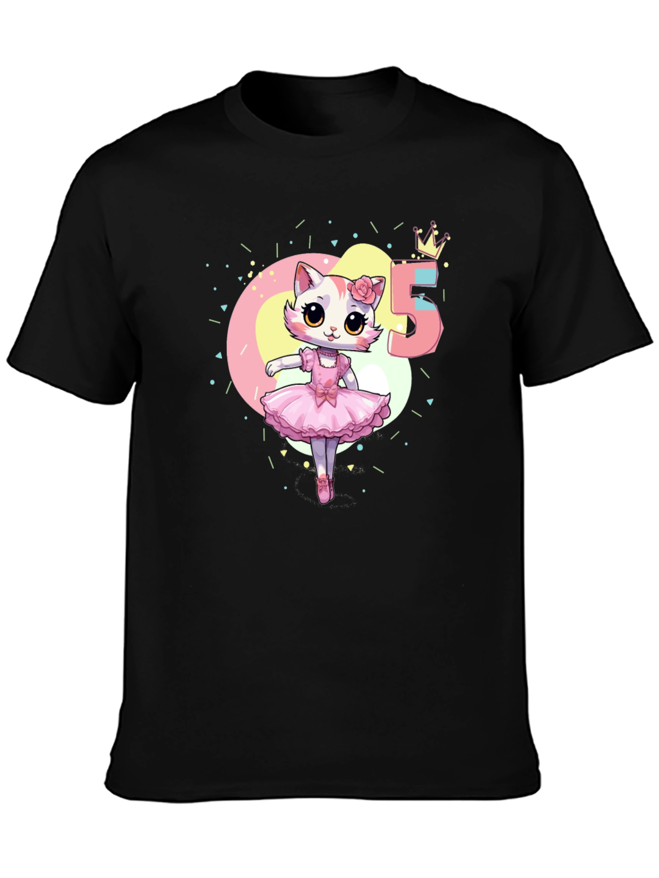 Cute Cat Ballerina 5th Birthday T-Shirt