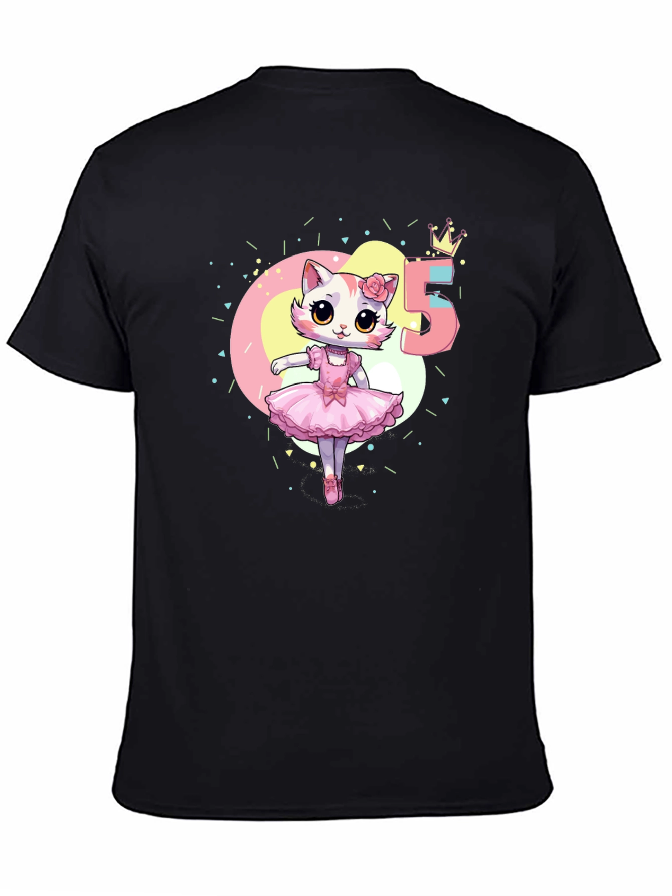 Cute Cat Ballerina 5th Birthday T-Shirt