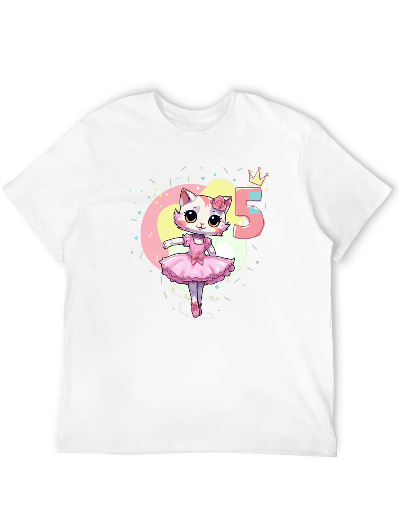 Cute Cat Ballerina 5th Birthday T-Shirt
