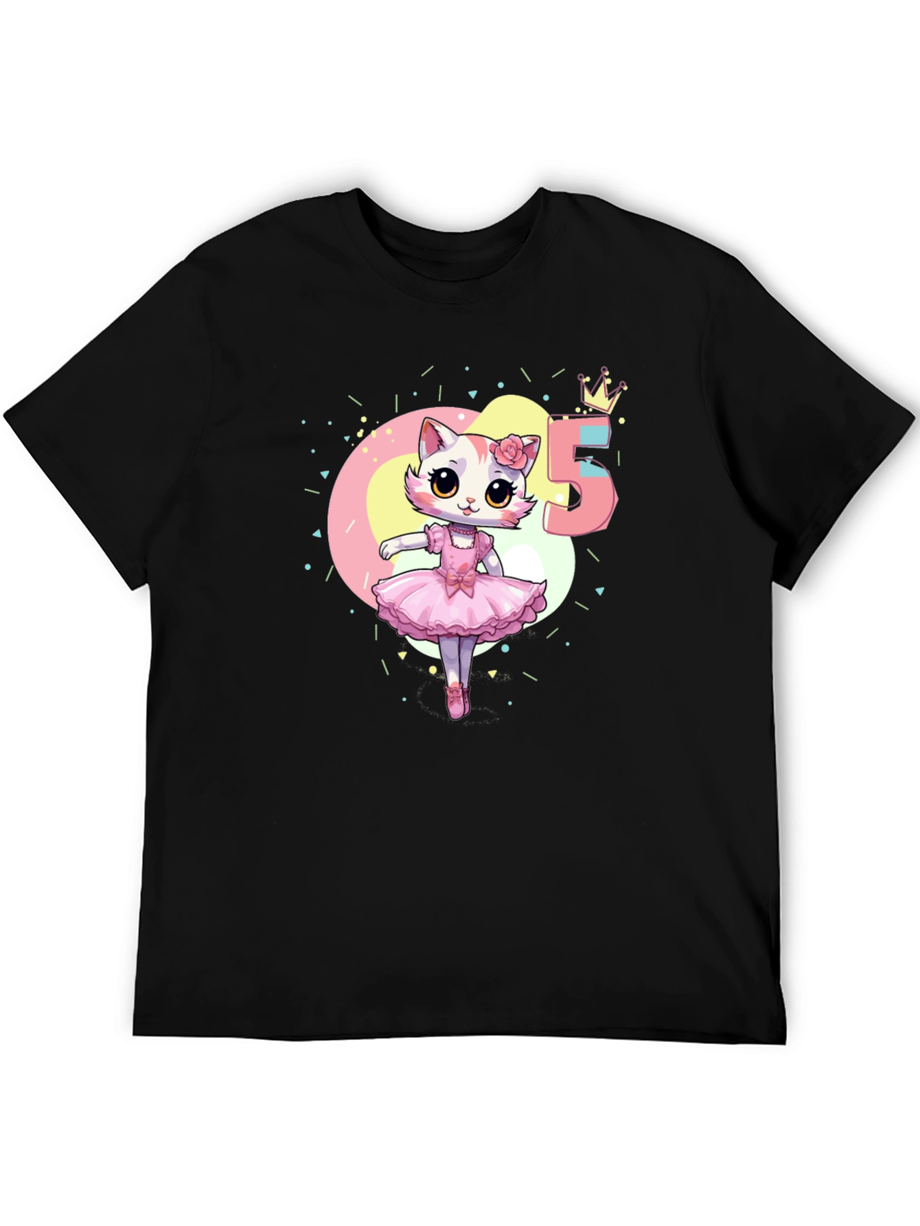 Cute Cat Ballerina 5th Birthday T-Shirt