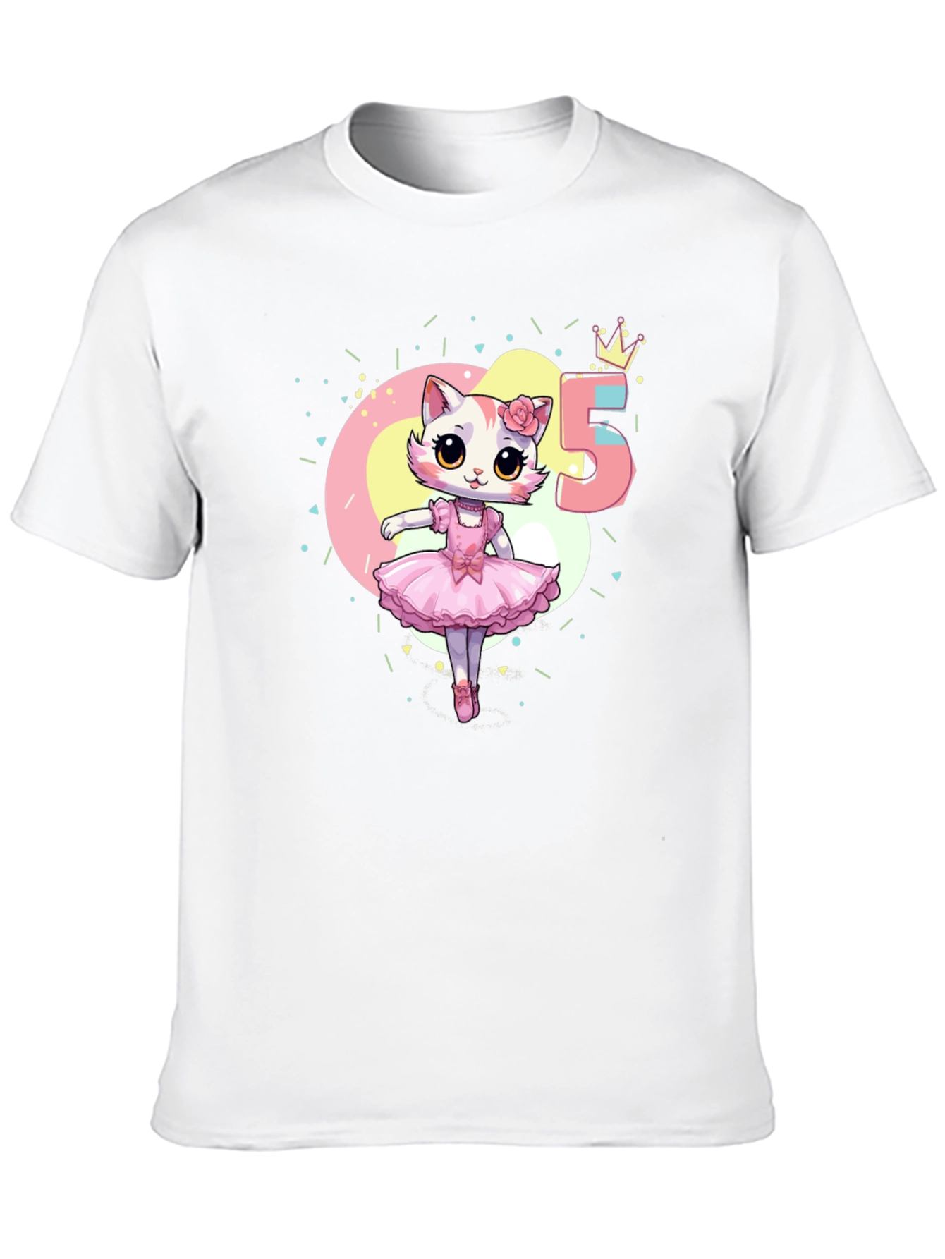 Cute Cat Ballerina 5th Birthday T-Shirt
