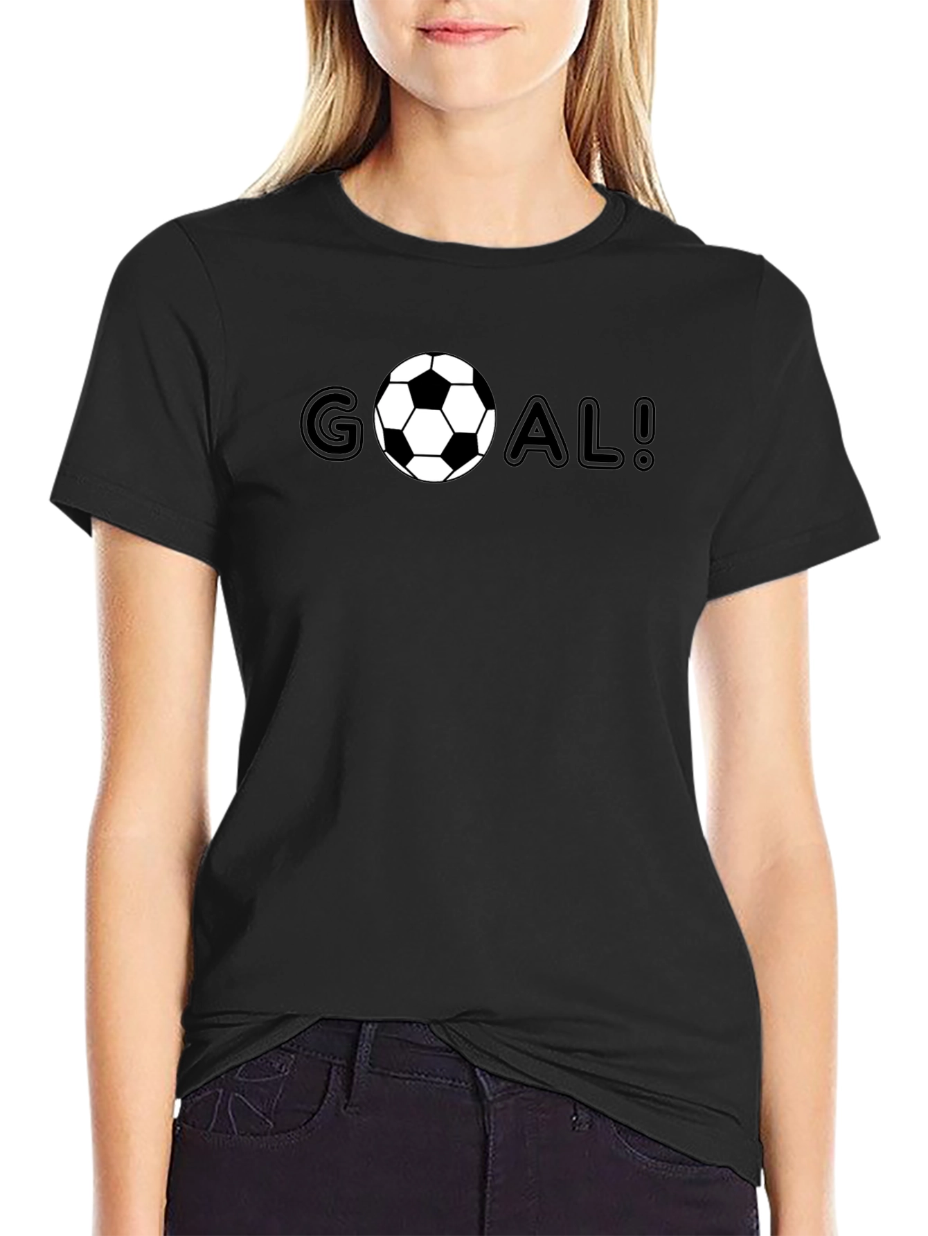 Goal! Soccer Ball Graphic Tee - Black Cotton T-Shirt