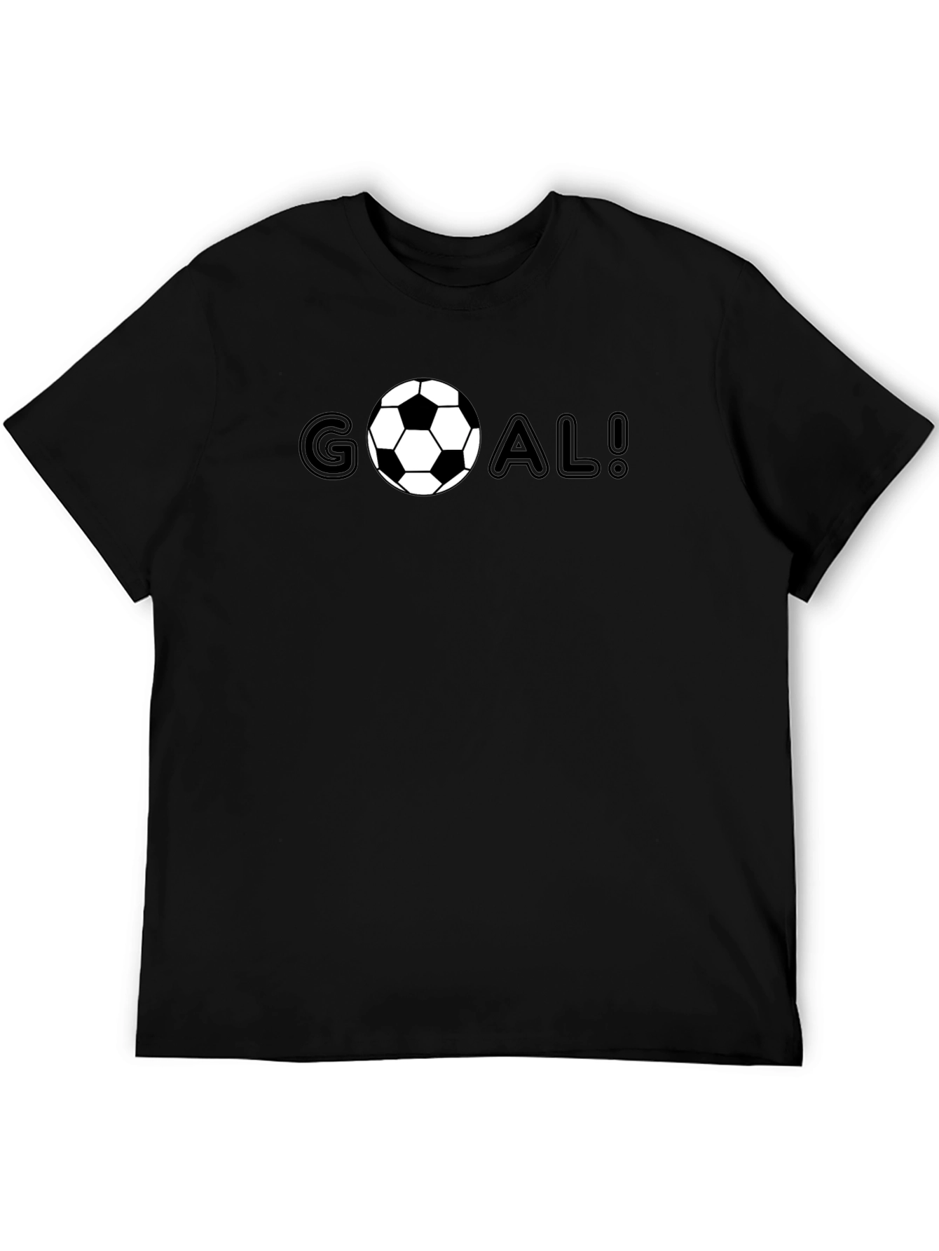 Goal! Soccer Ball Graphic Tee - Black Cotton T-Shirt