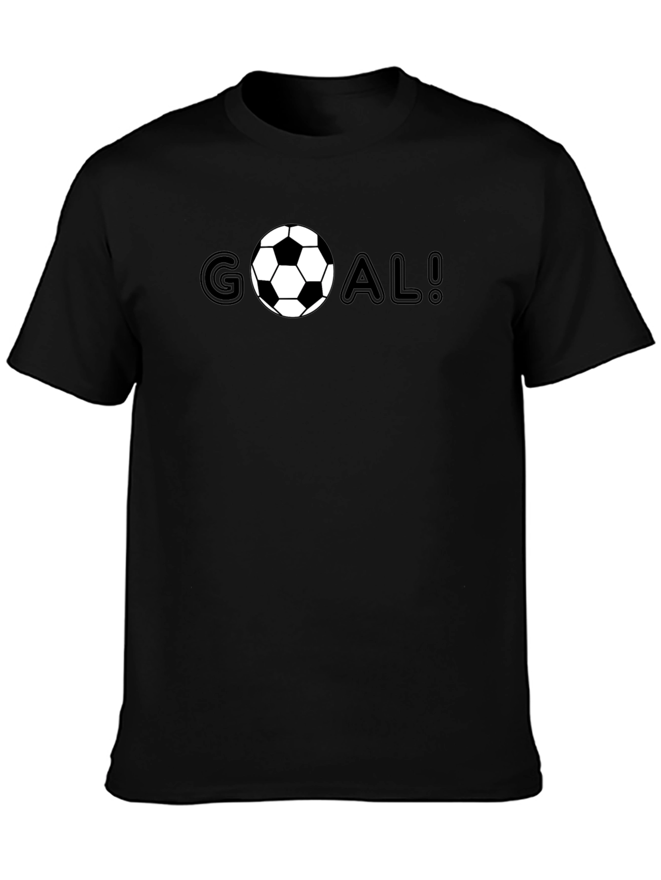 Goal! Soccer Ball Graphic Tee - Black Cotton T-Shirt