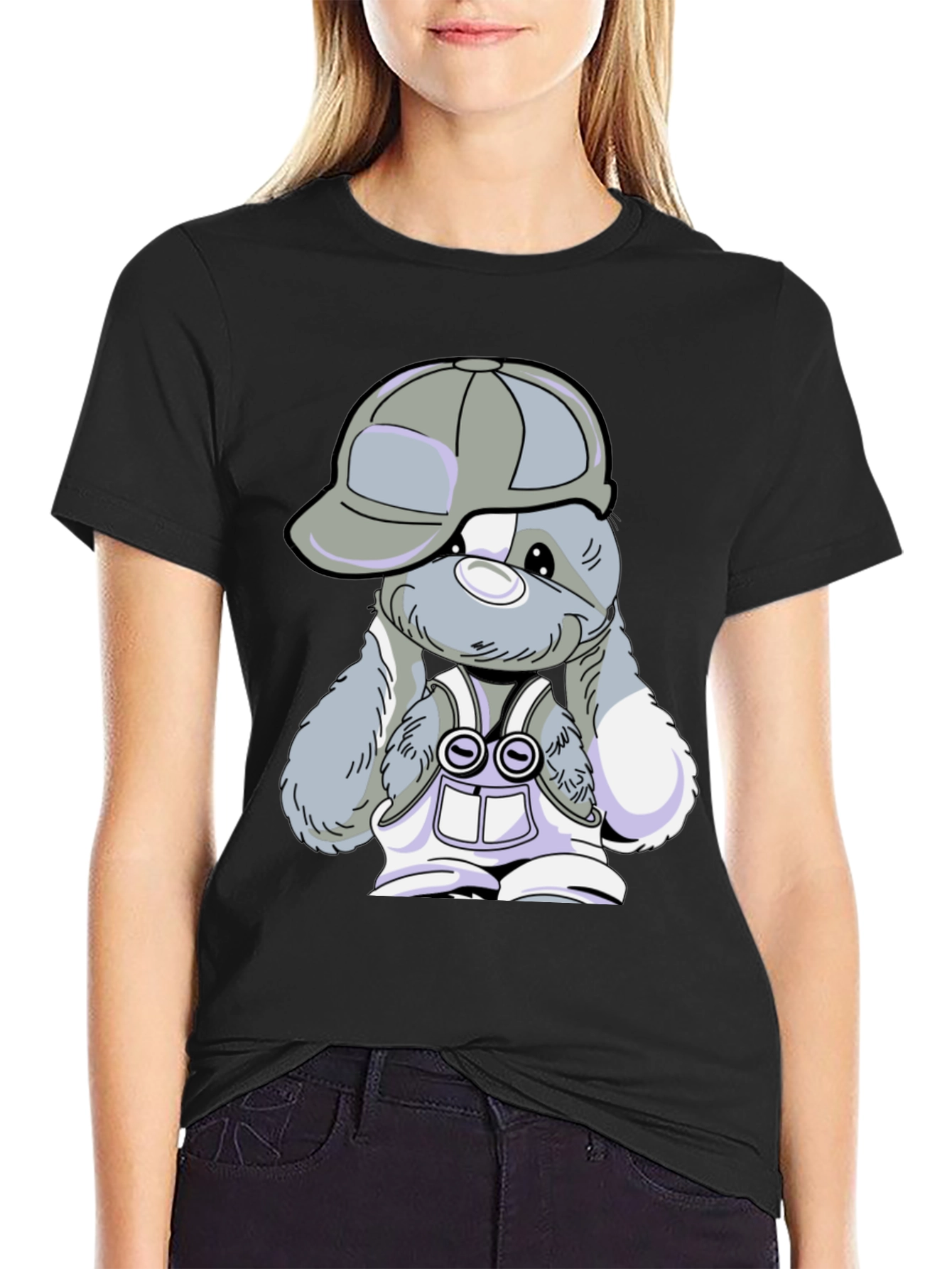 Cool Bunny Tee - Black Cotton T-Shirt