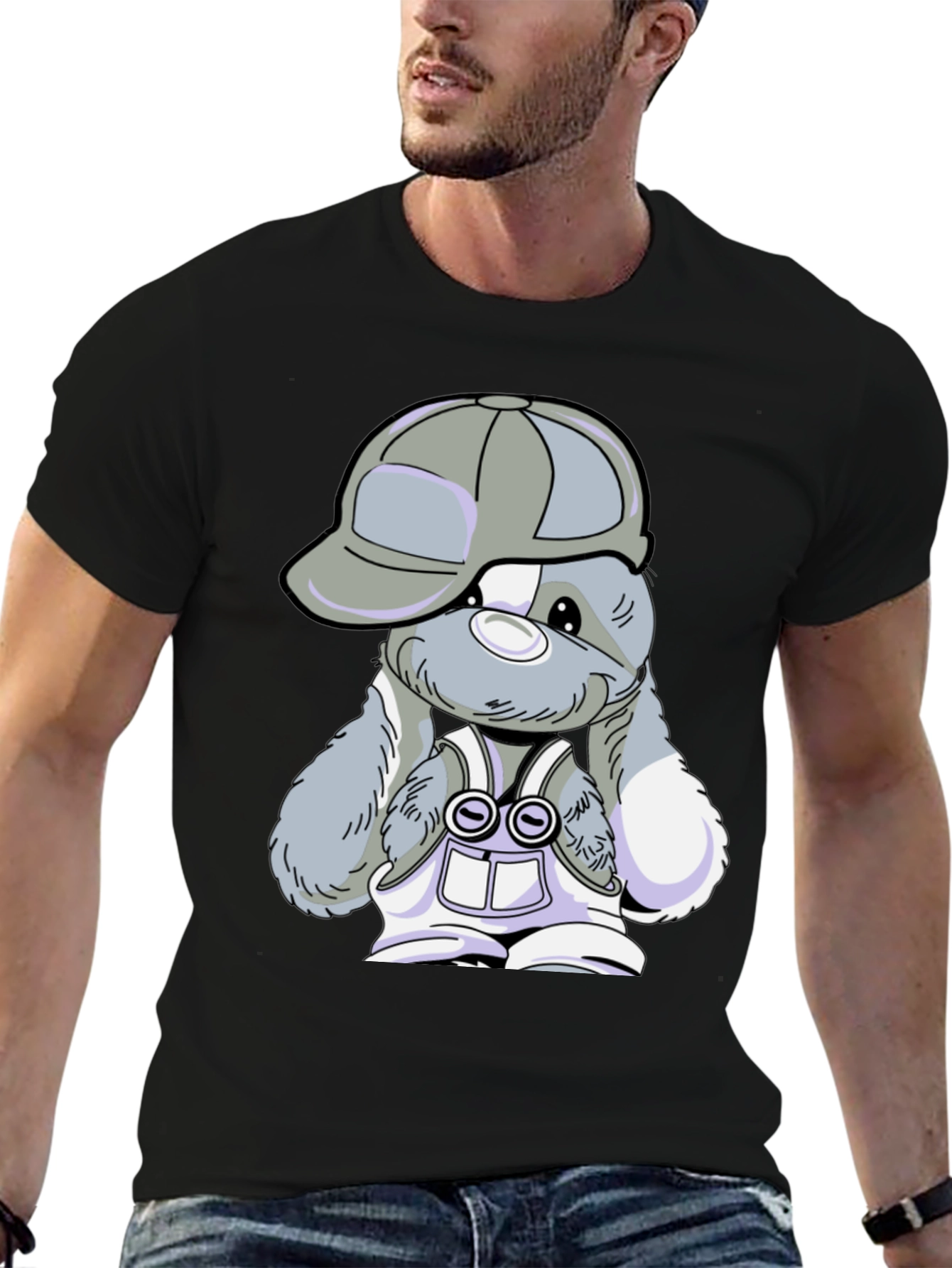 Cool Bunny Tee - Black Cotton T-Shirt