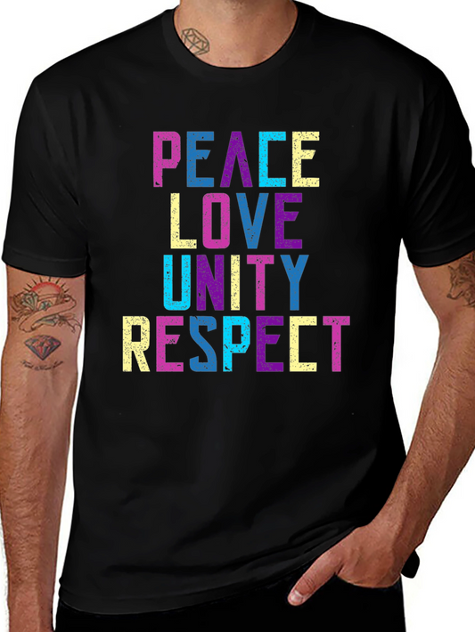 Peace Love Unity Respect T-Shirt - Colorful Graphic Tee