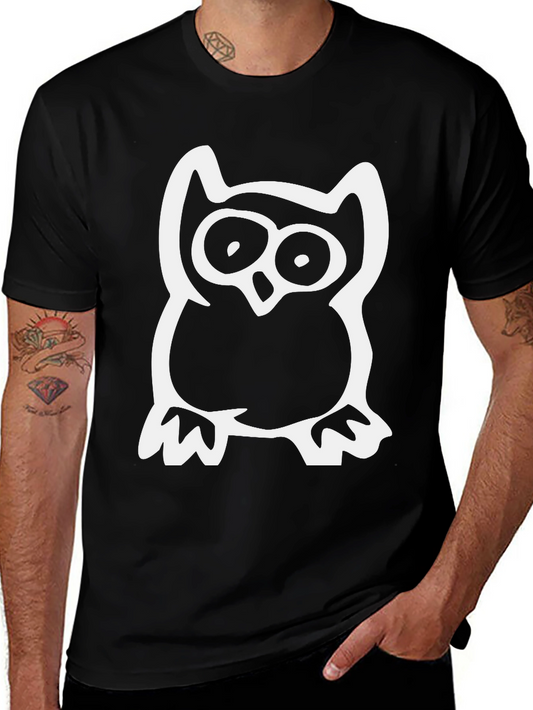 Owl Graphic Print Black T-Shirt