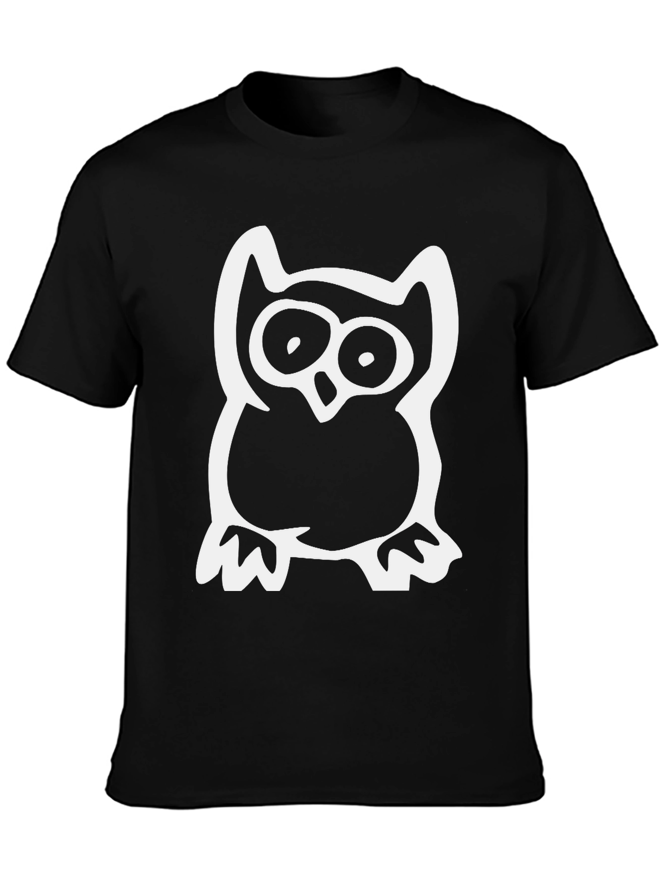 Owl Graphic Print Black T-Shirt
