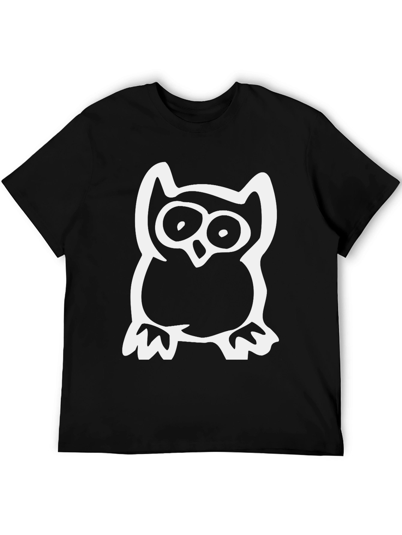 Owl Graphic Print Black T-Shirt