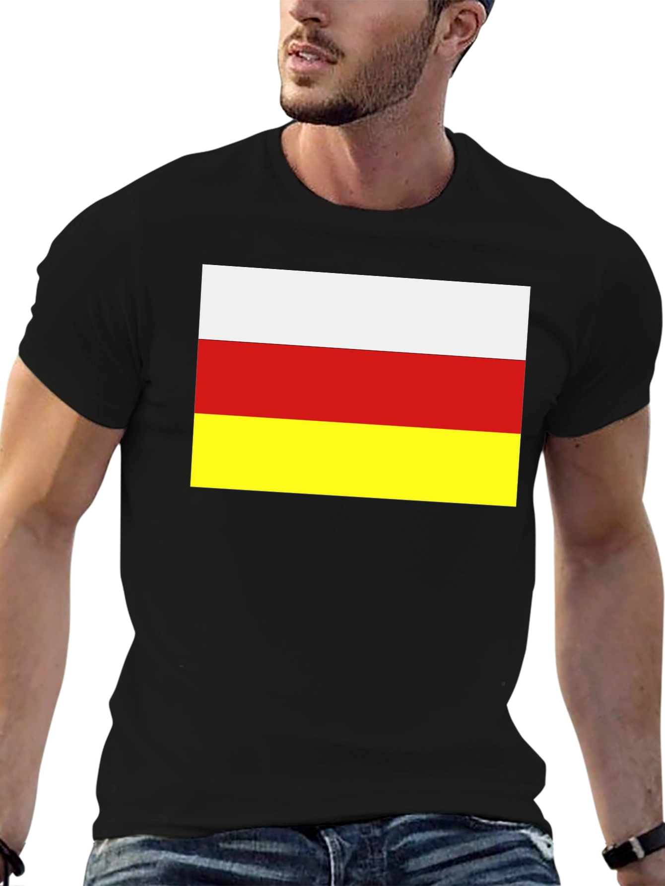 South Ossetia Flag T-Shirt - Black Cotton Tee