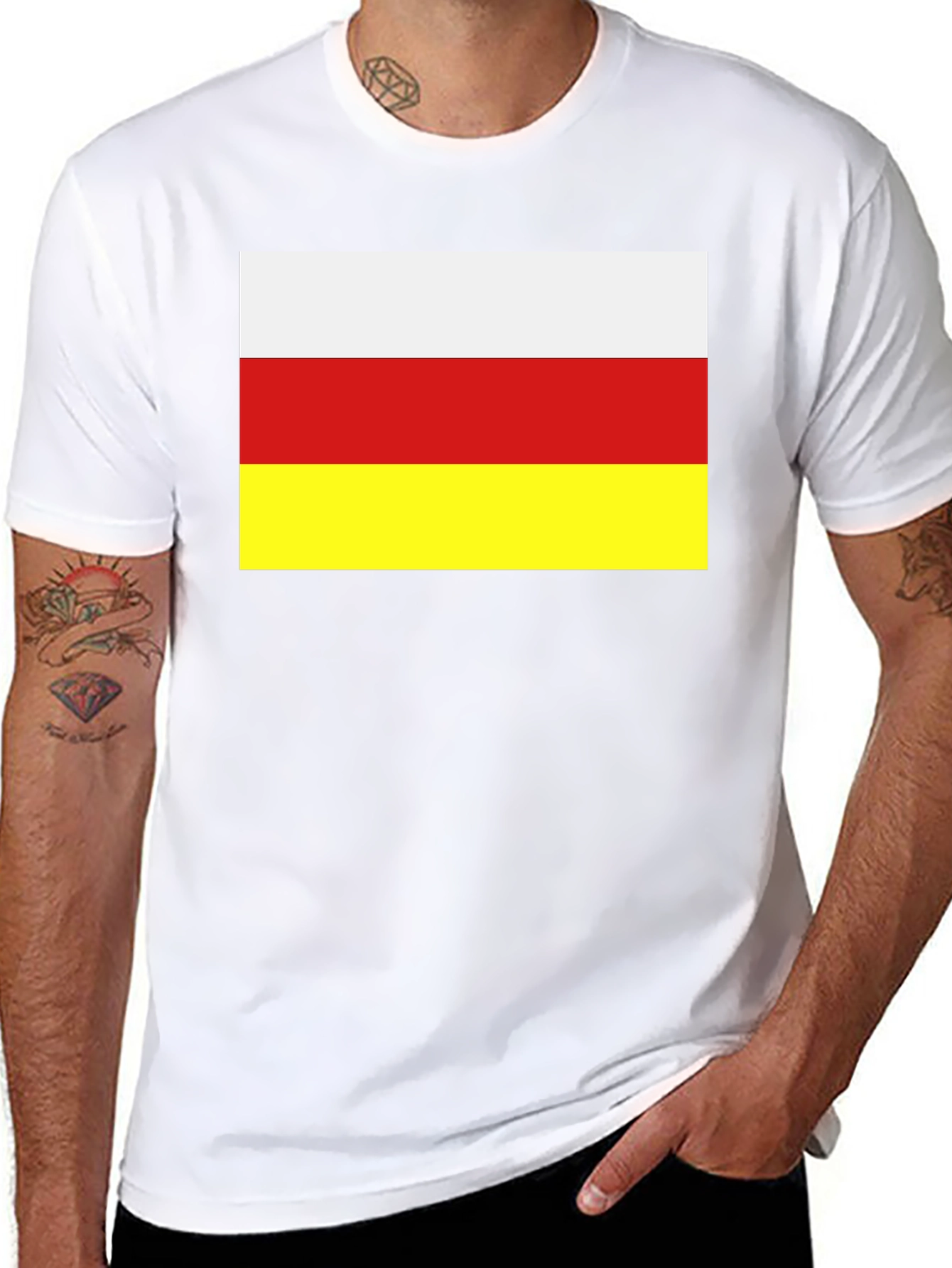 South Ossetia Flag T-Shirt - Black Cotton Tee
