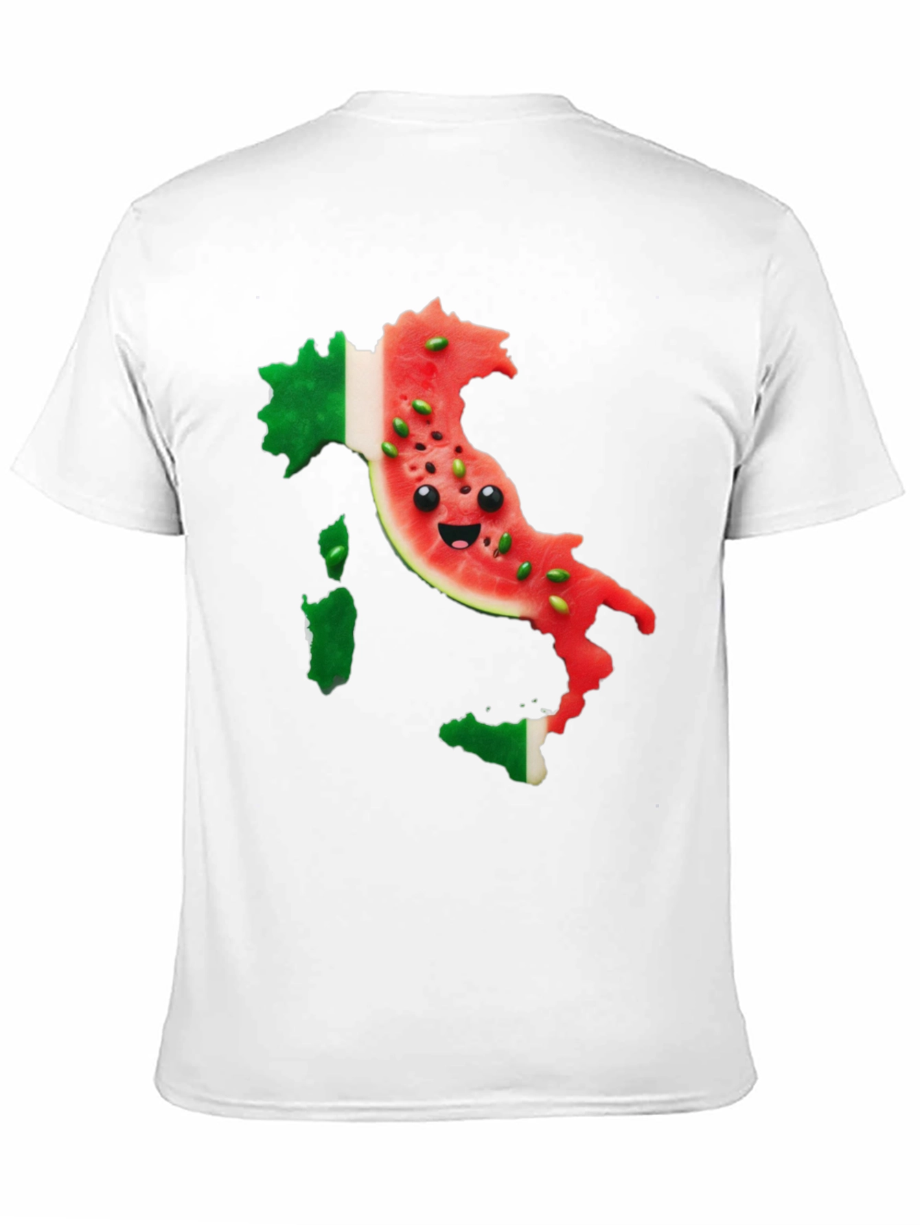 Italy Watermelon Face Mens Black T-Shirt