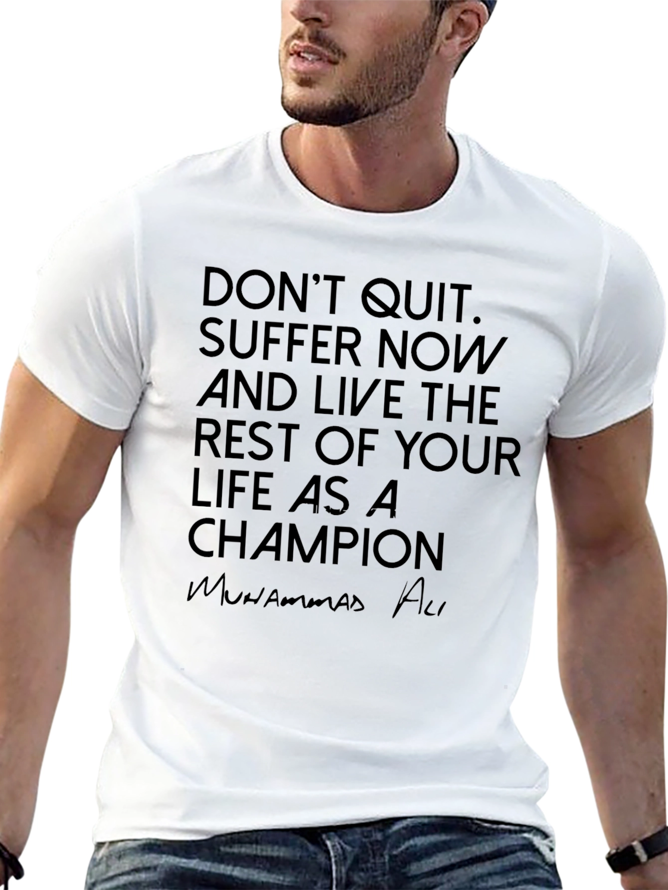 Motivational Muhammad Ali Black T-Shirt