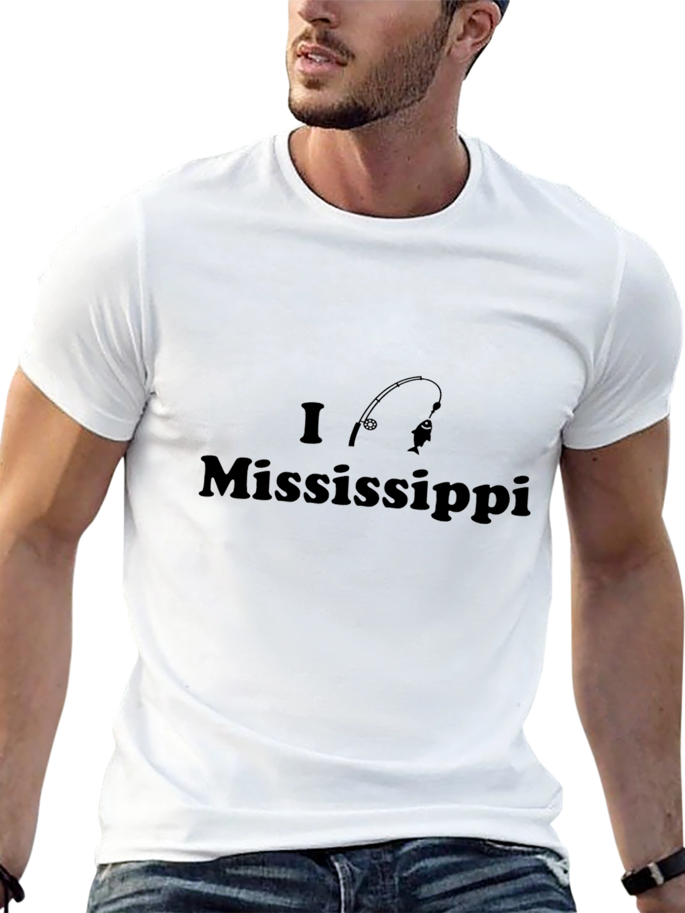 I Love Mississippi Fishing T-Shirt - Black