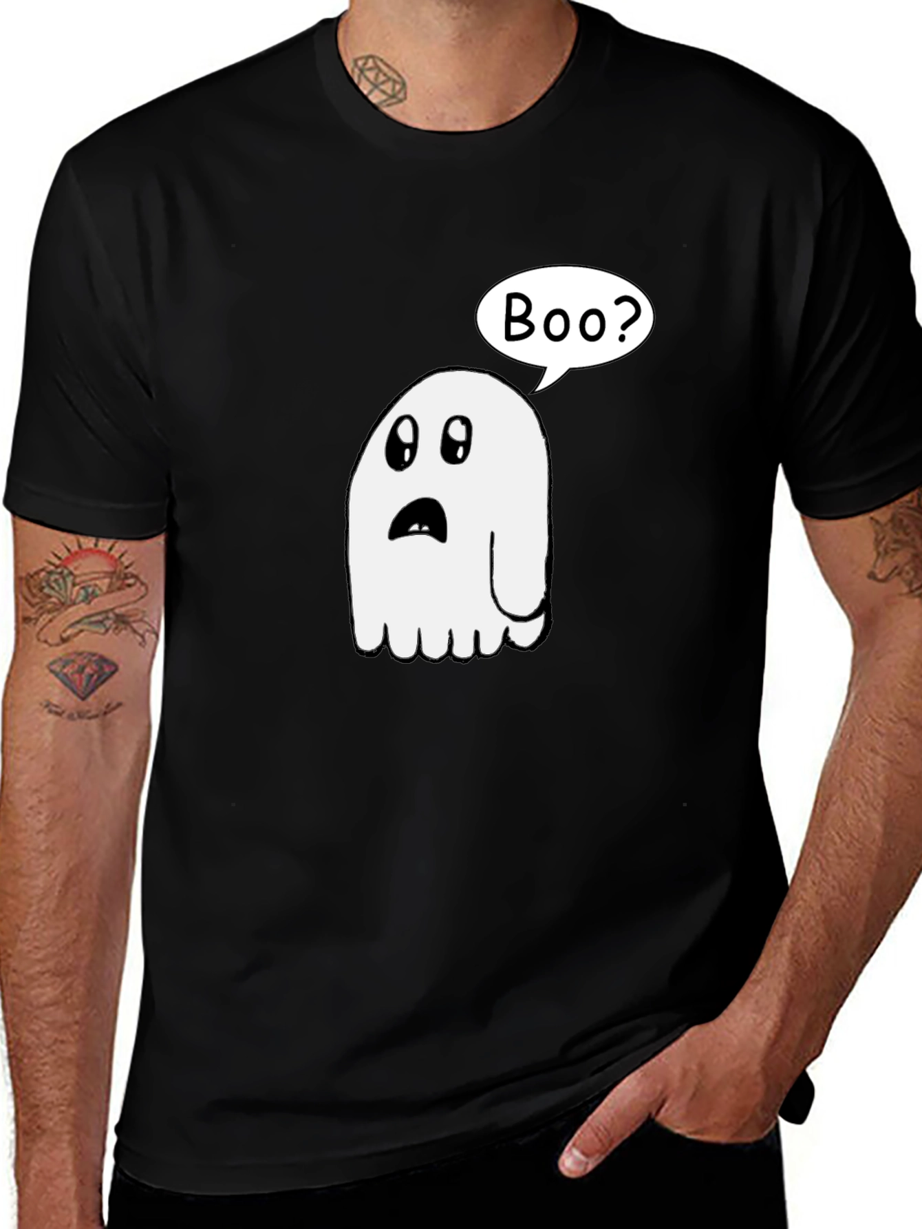 Boo? Ghost Graphic Black T-Shirt