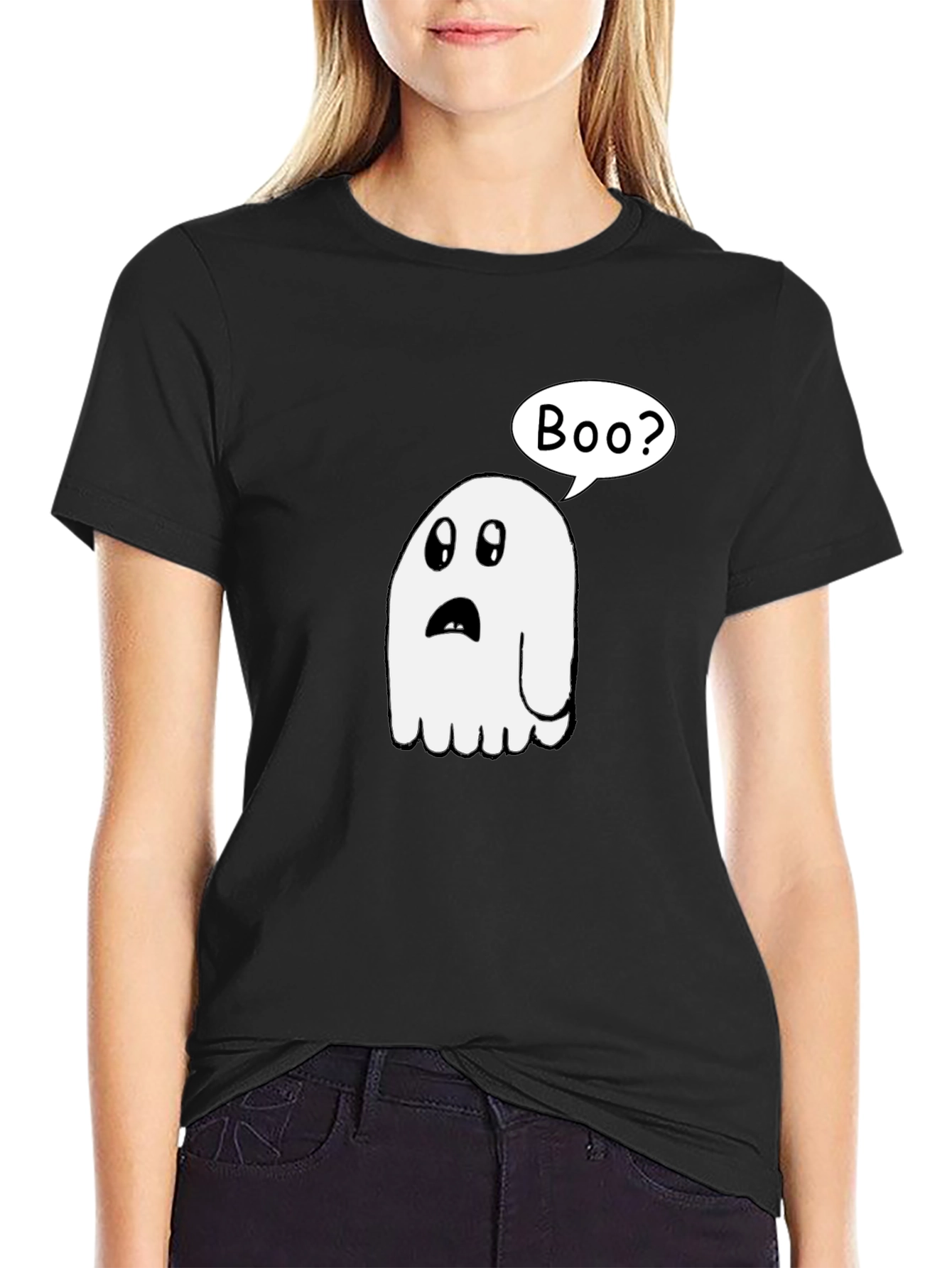 Boo? Ghost Graphic Black T-Shirt