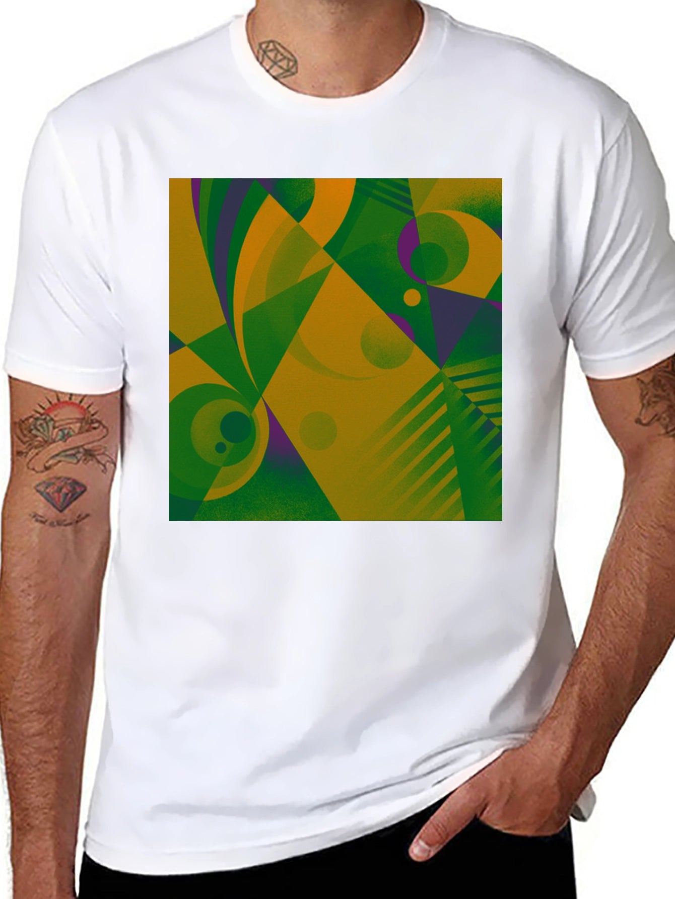 Abstract Geometric Graphic T-Shirt - Modern Art Tee