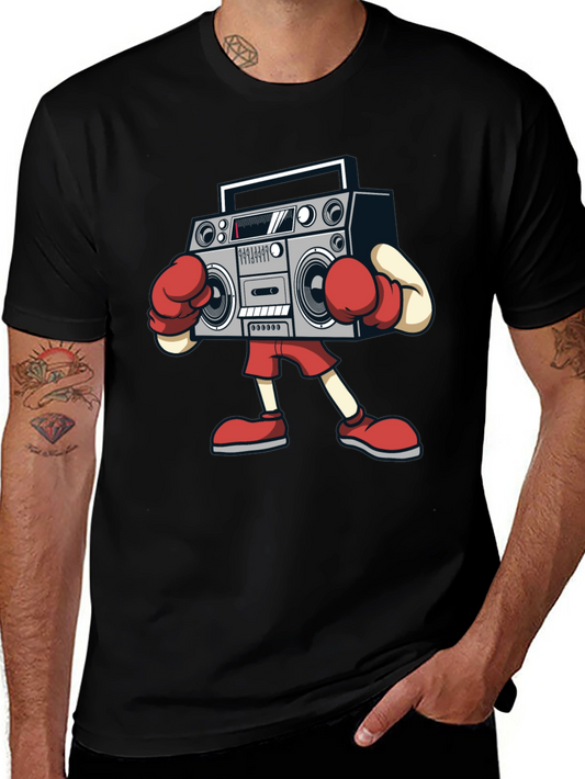 Boombox Boxing Graphic Tee - Retro Radio T-Shirt