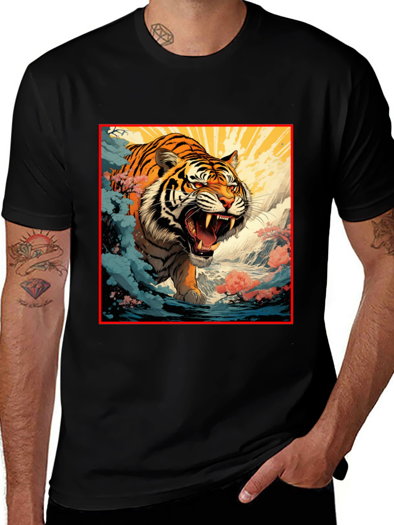 Tiger Graphic Black T-Shirt | Bold Animal Print Tee