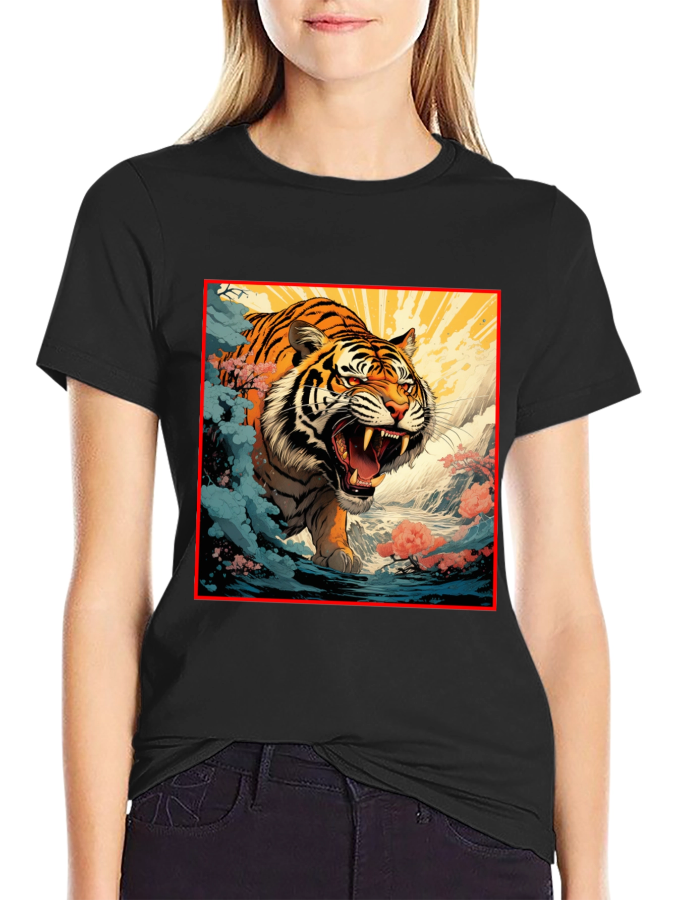 Tiger Graphic Black T-Shirt | Bold Animal Print Tee