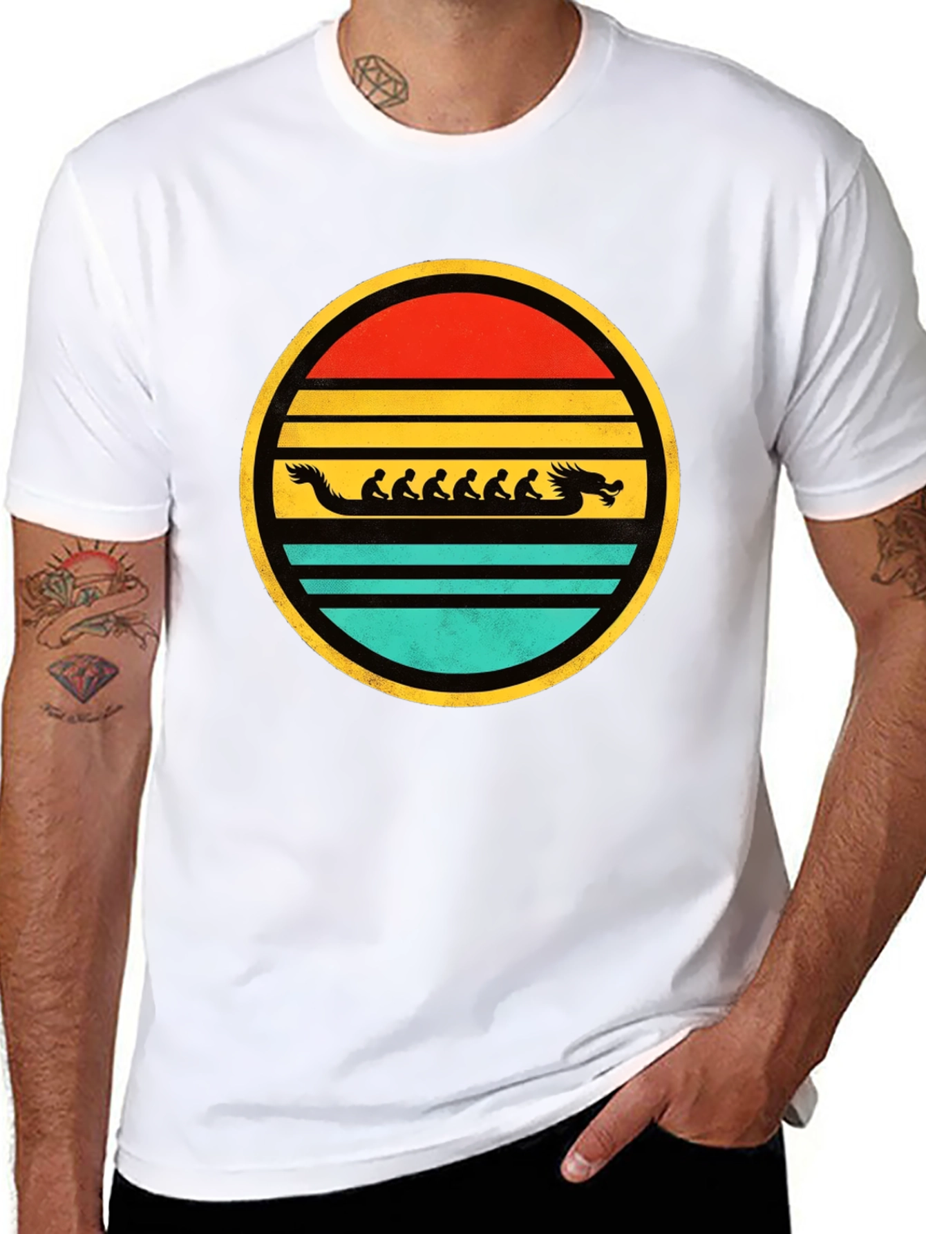Retro Dragon Boat Sunset T-Shirt