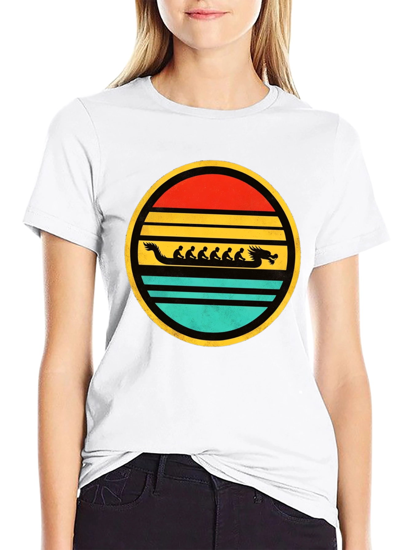 Retro Dragon Boat Sunset T-Shirt