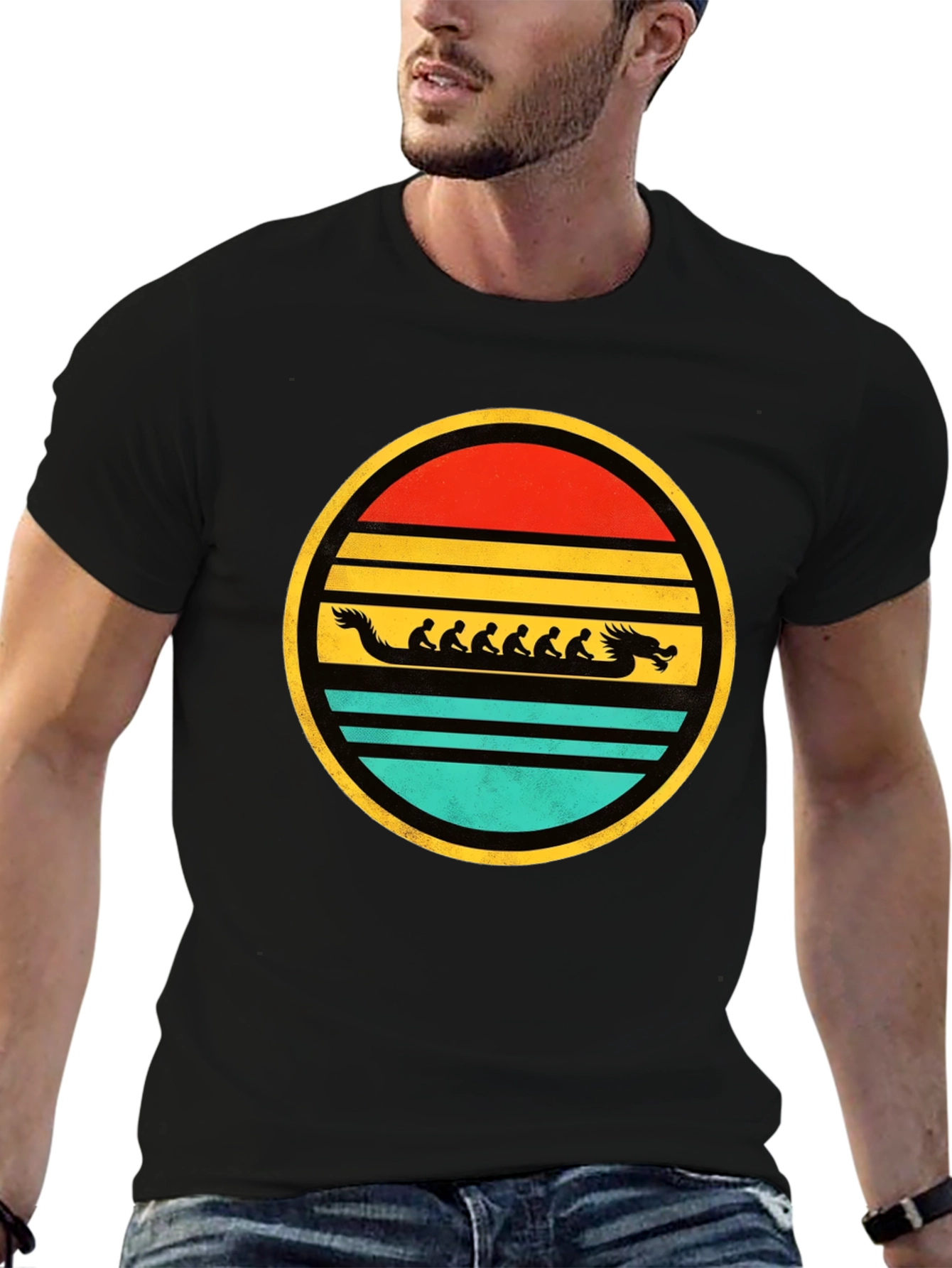 Retro Dragon Boat Sunset T-Shirt