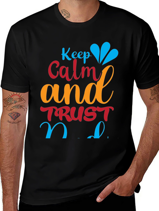 Keep Calm Graphic Tee - Trust God Black Cotton T-Shirt