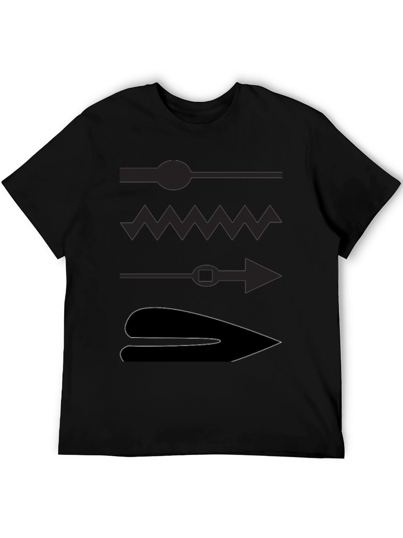 Mens Black Graphic T-Shirt - Abstract Design