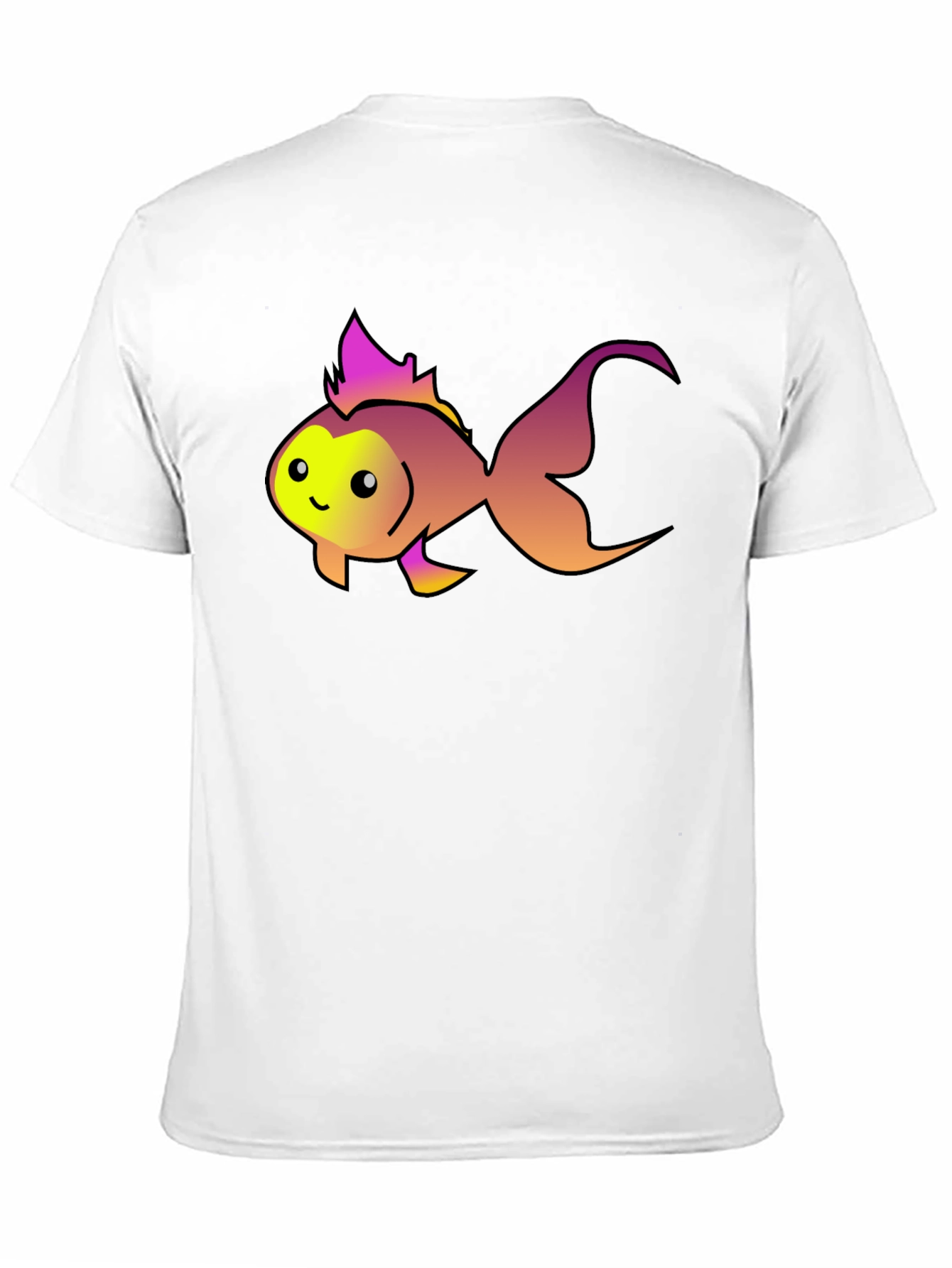 Cute Fish Graphic Tee - Black Cotton T-Shirt