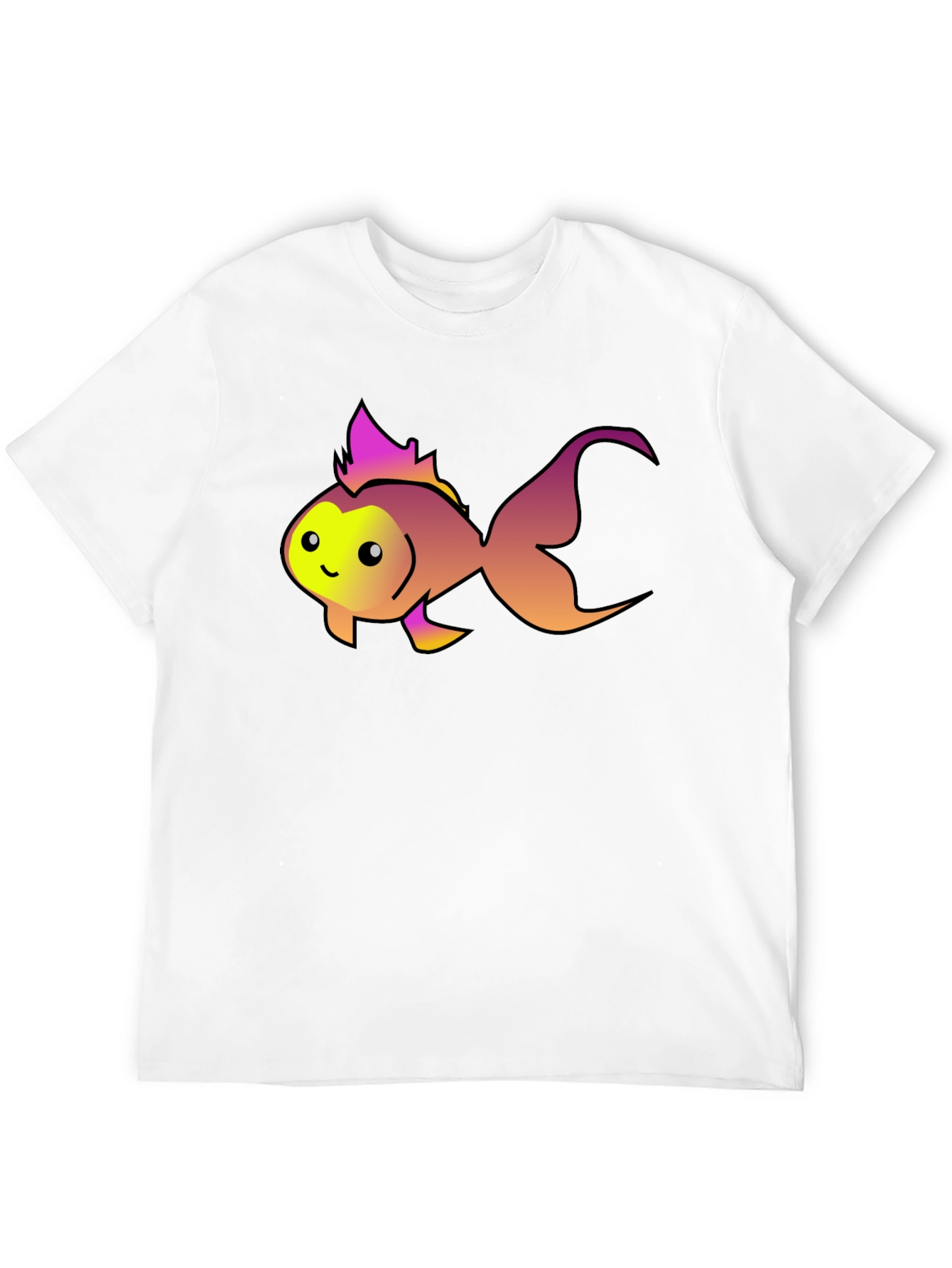 Cute Fish Graphic Tee - Black Cotton T-Shirt