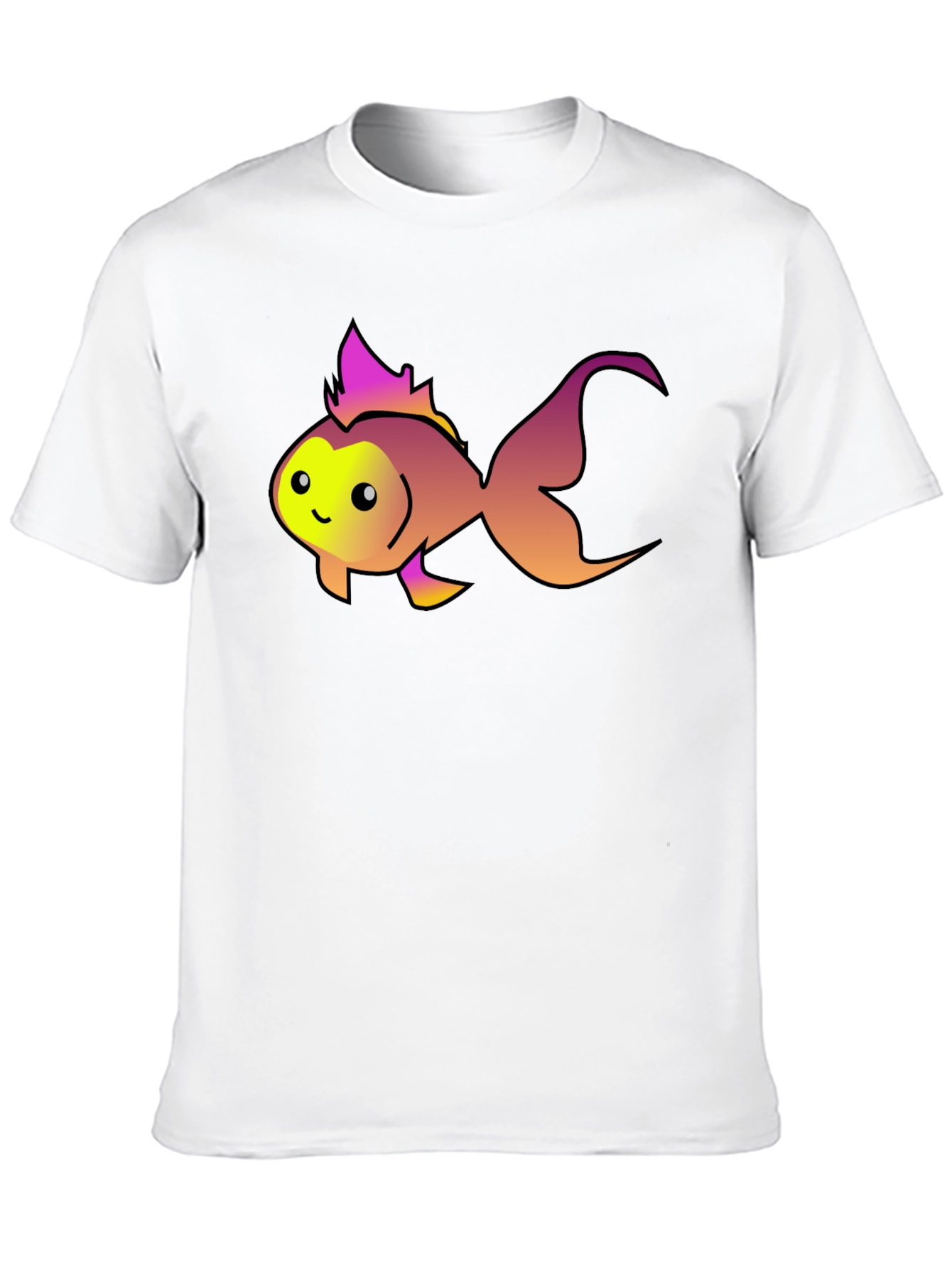 Cute Fish Graphic Tee - Black Cotton T-Shirt