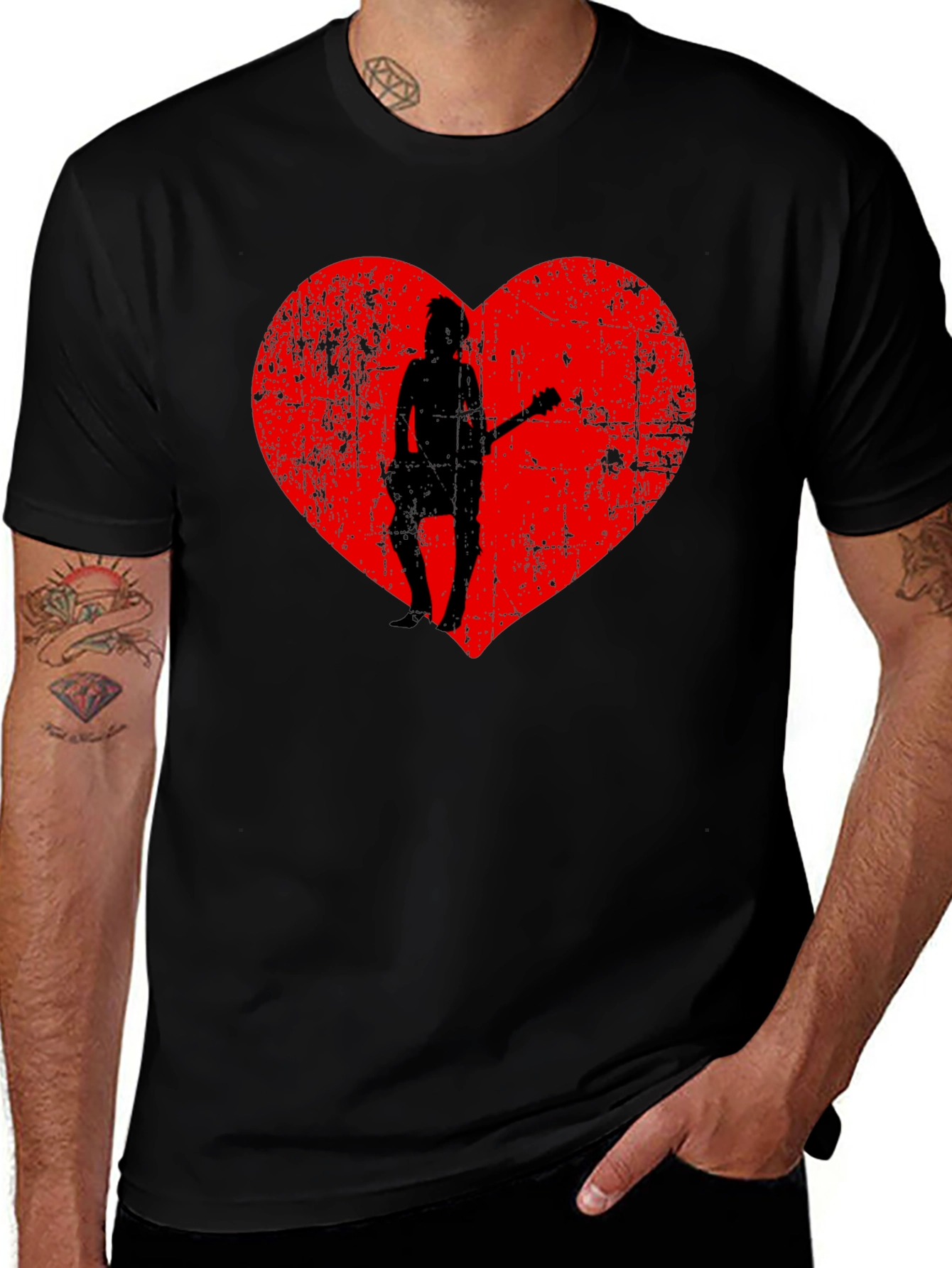 Rockstar Love T-Shirt - Grunge Heart Design