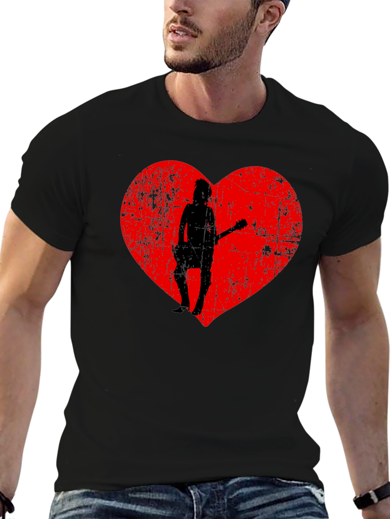 Rockstar Love T-Shirt - Grunge Heart Design