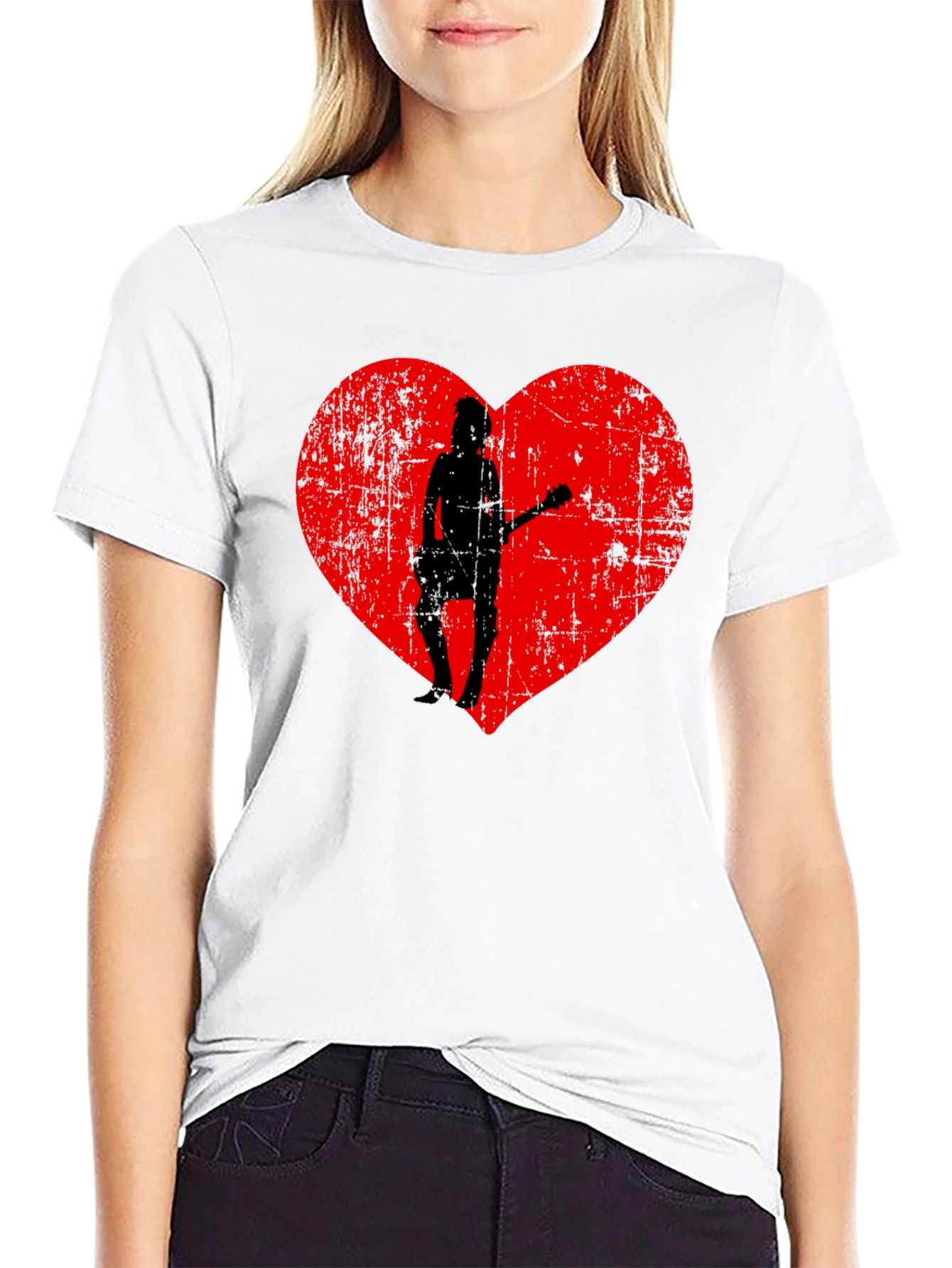 Rockstar Love T-Shirt - Grunge Heart Design