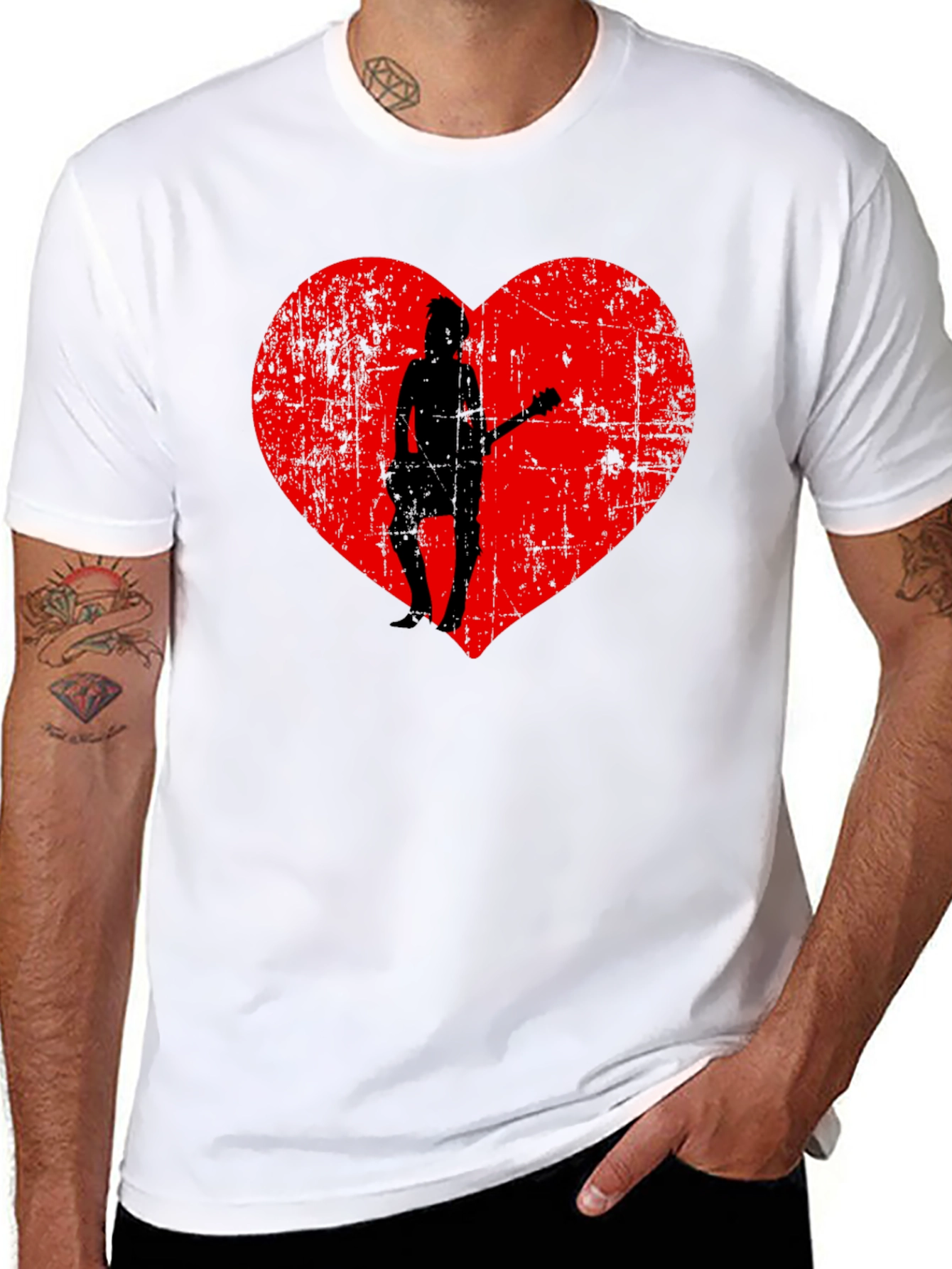 Rockstar Love T-Shirt - Grunge Heart Design