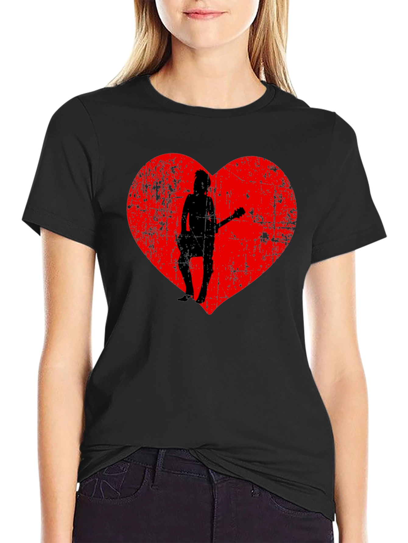Rockstar Love T-Shirt - Grunge Heart Design
