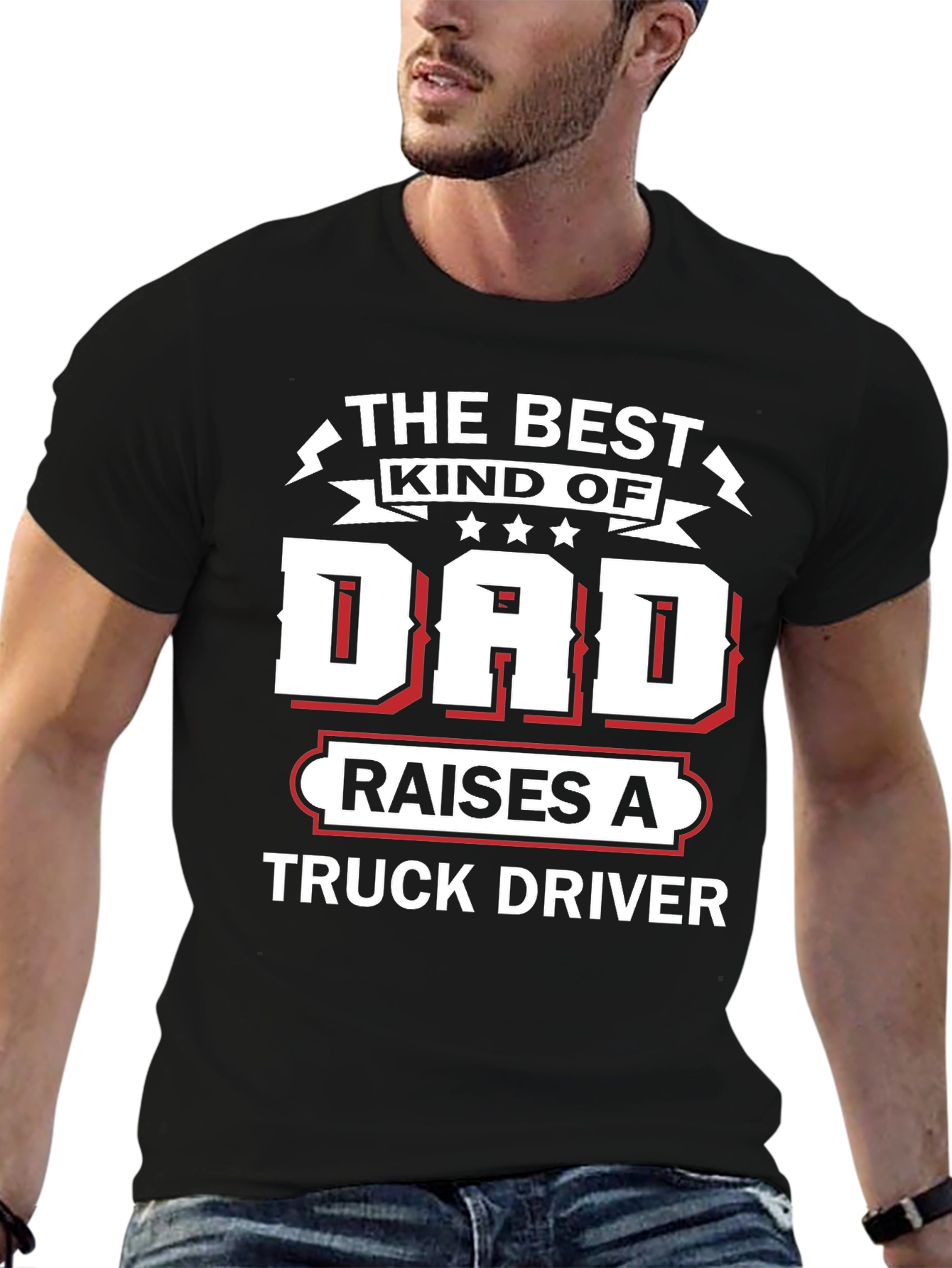 Best Kind of Dad Truck Driver Black Graphic Tee