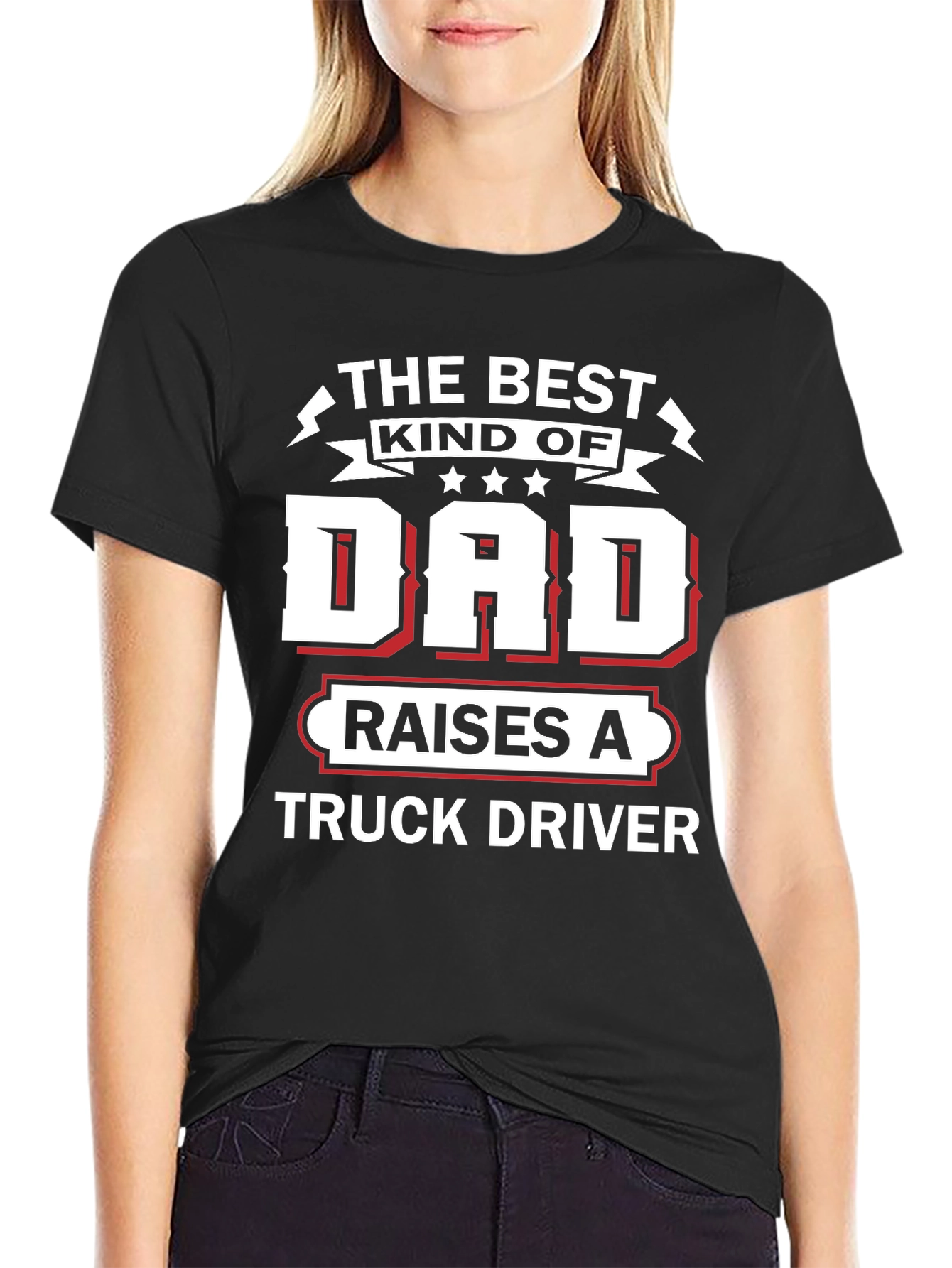 Best Kind of Dad Truck Driver Black Graphic Tee